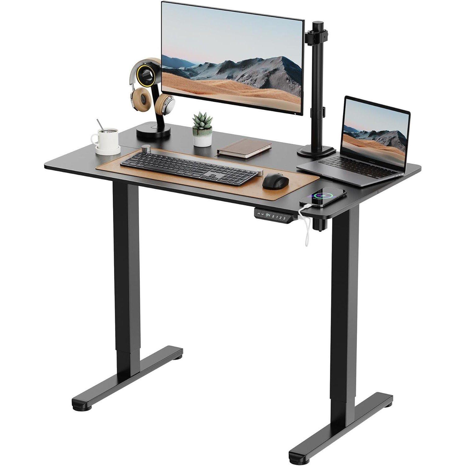 VonHaus Black Standing Desk 100x60cm