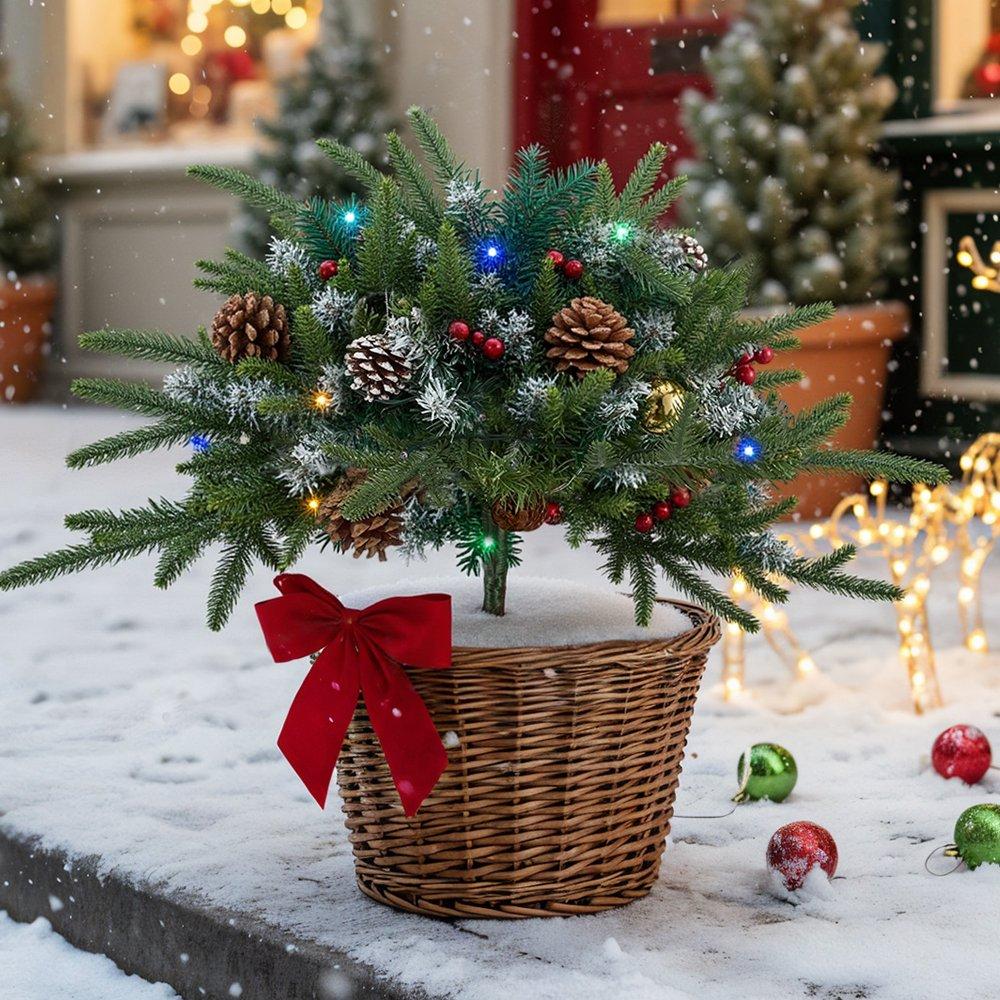 Green - LIFE IDEAS - Christmas Tree Ground Stake with Light and Timer - 1