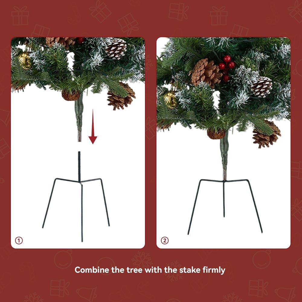 Green - LIFE IDEAS - Christmas Tree Ground Stake with Light and Timer - 7