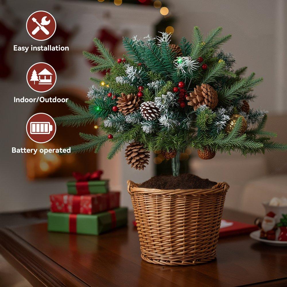 Green - LIFE IDEAS - Christmas Tree Ground Stake with Light and Timer - 8
