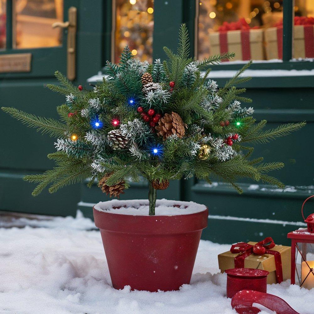 Green - LIFE IDEAS - Christmas Tree Ground Stake with Light and Timer - 9