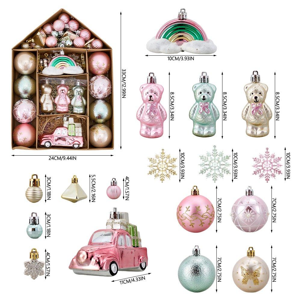 Pink - LIFE IDEAS - 70Pcs Christmas Tree Ornament Set - 2