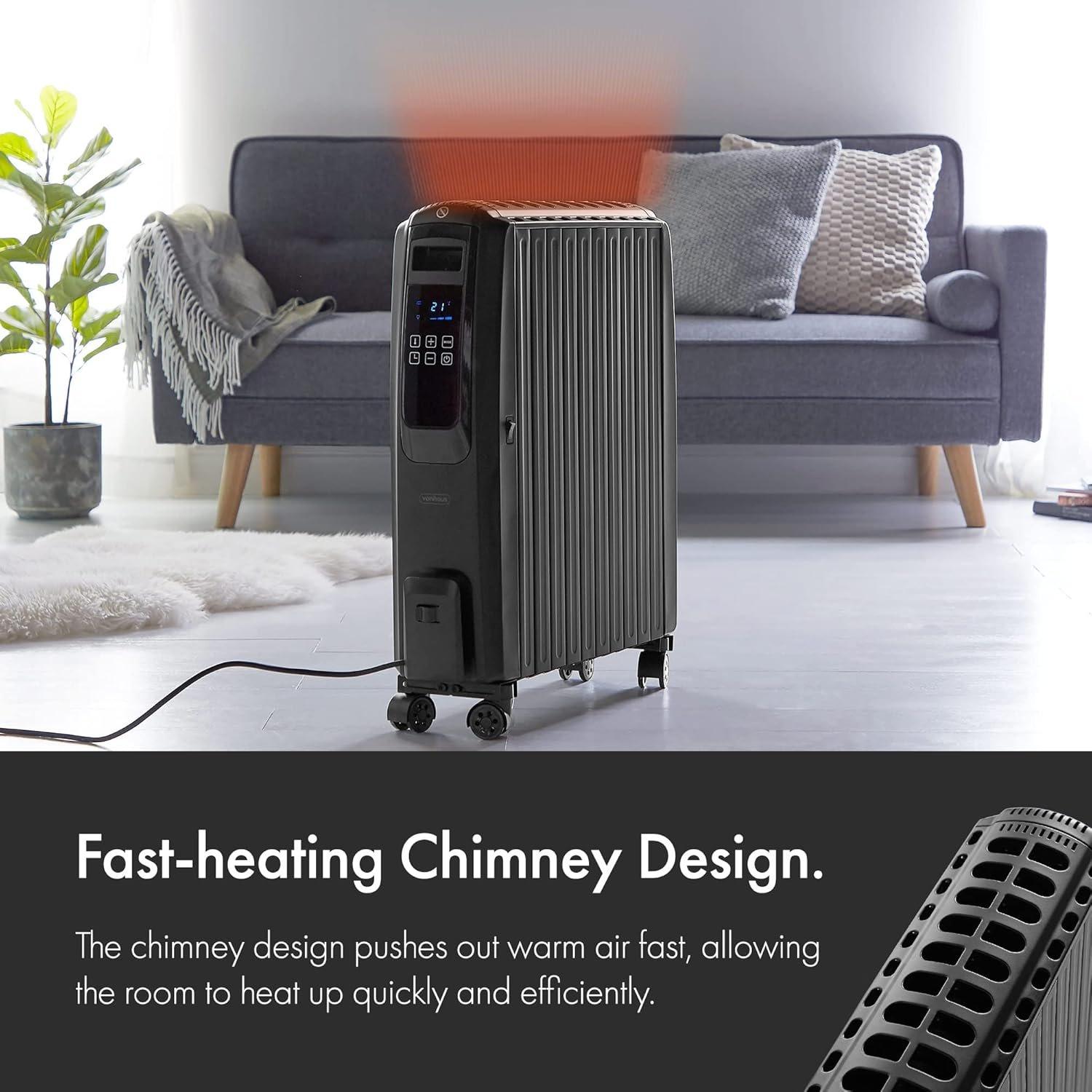 Black - VonHaus - Digital Oil Filled Radiator - 2