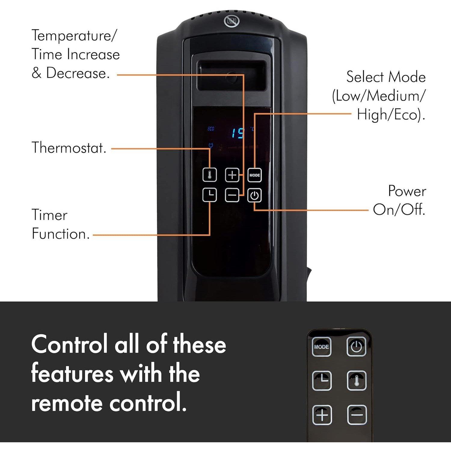 Black - VonHaus - Digital Oil Filled Radiator - 6