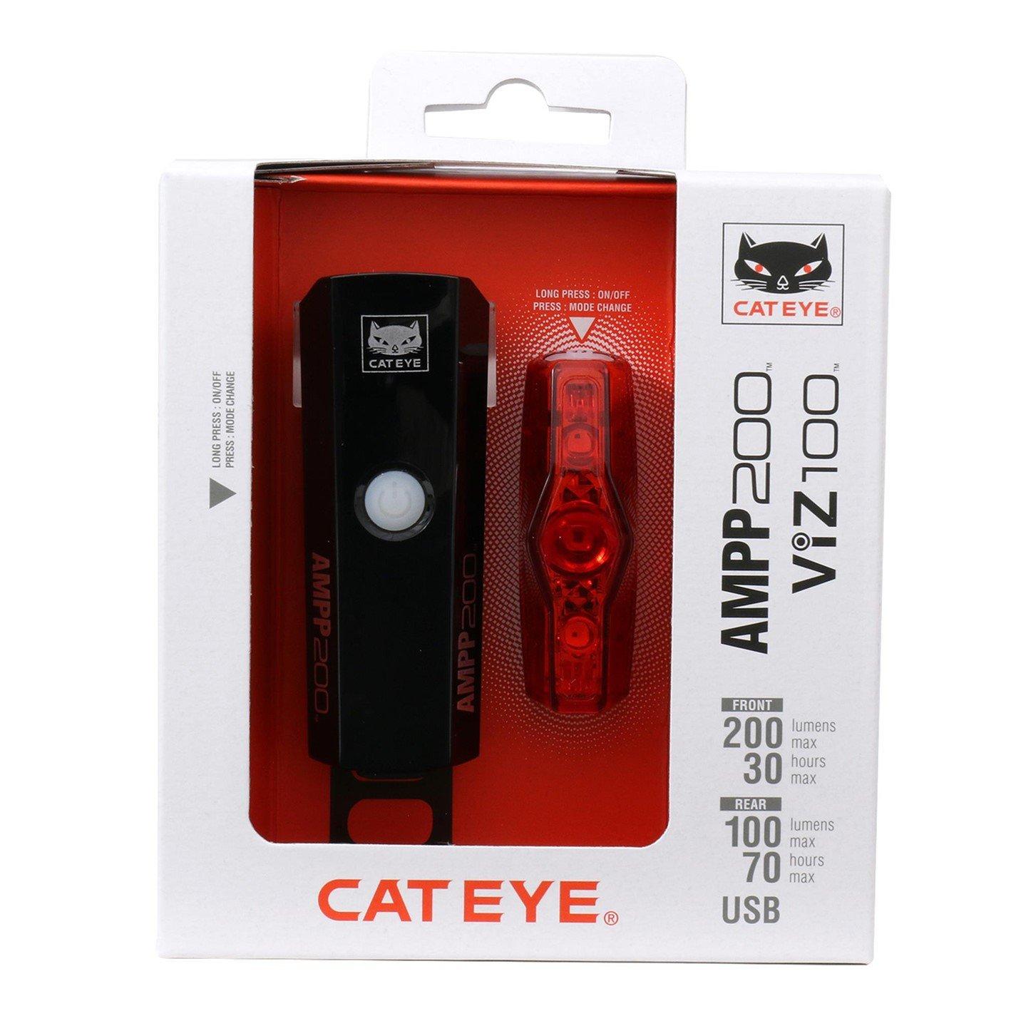 None - Cateye - AMPP 200 / VIZ 100 Bike Light Set - 8