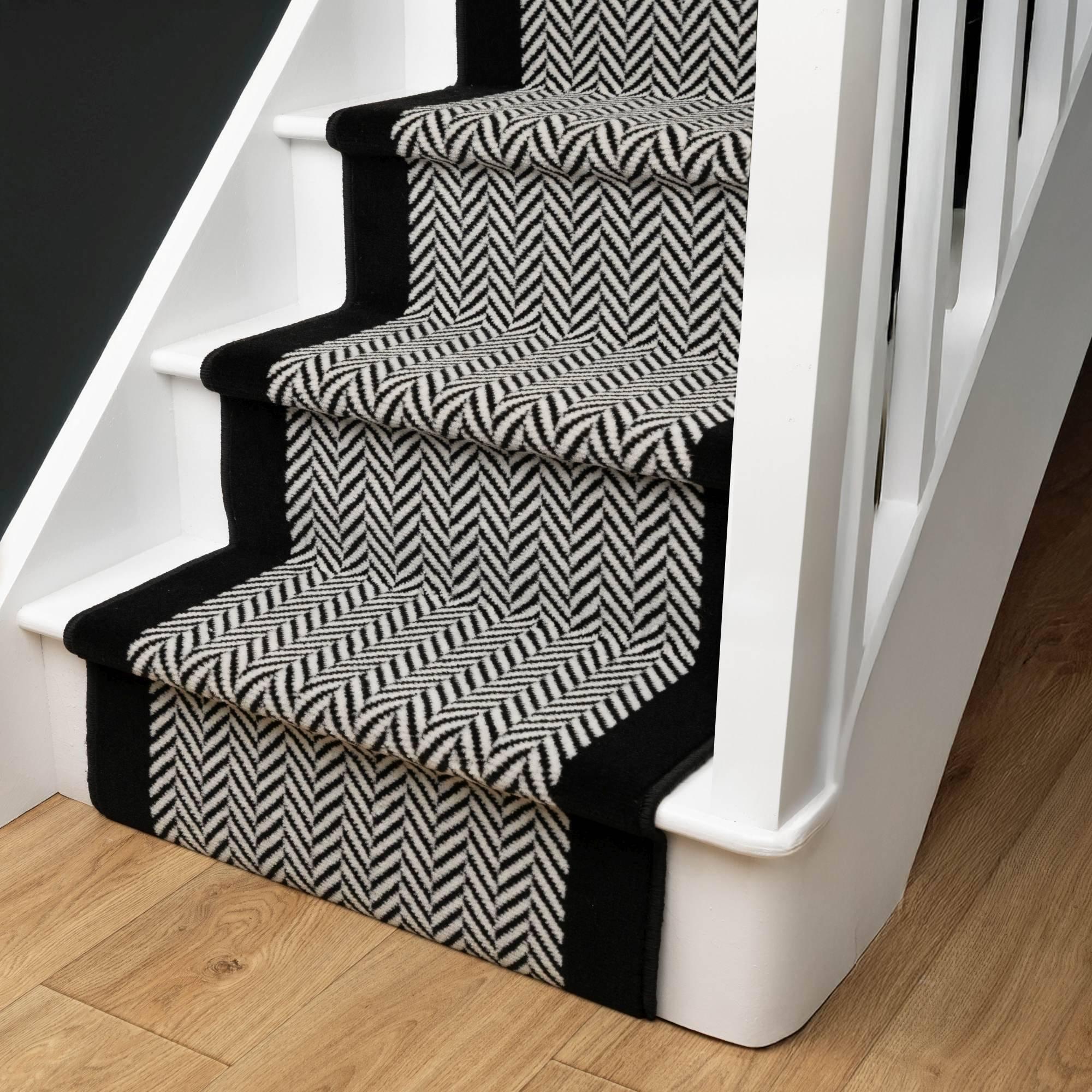 Homemaker  Stair Runner - Maestro Herringbone Design - Mono - Monochrome - 60x600cm