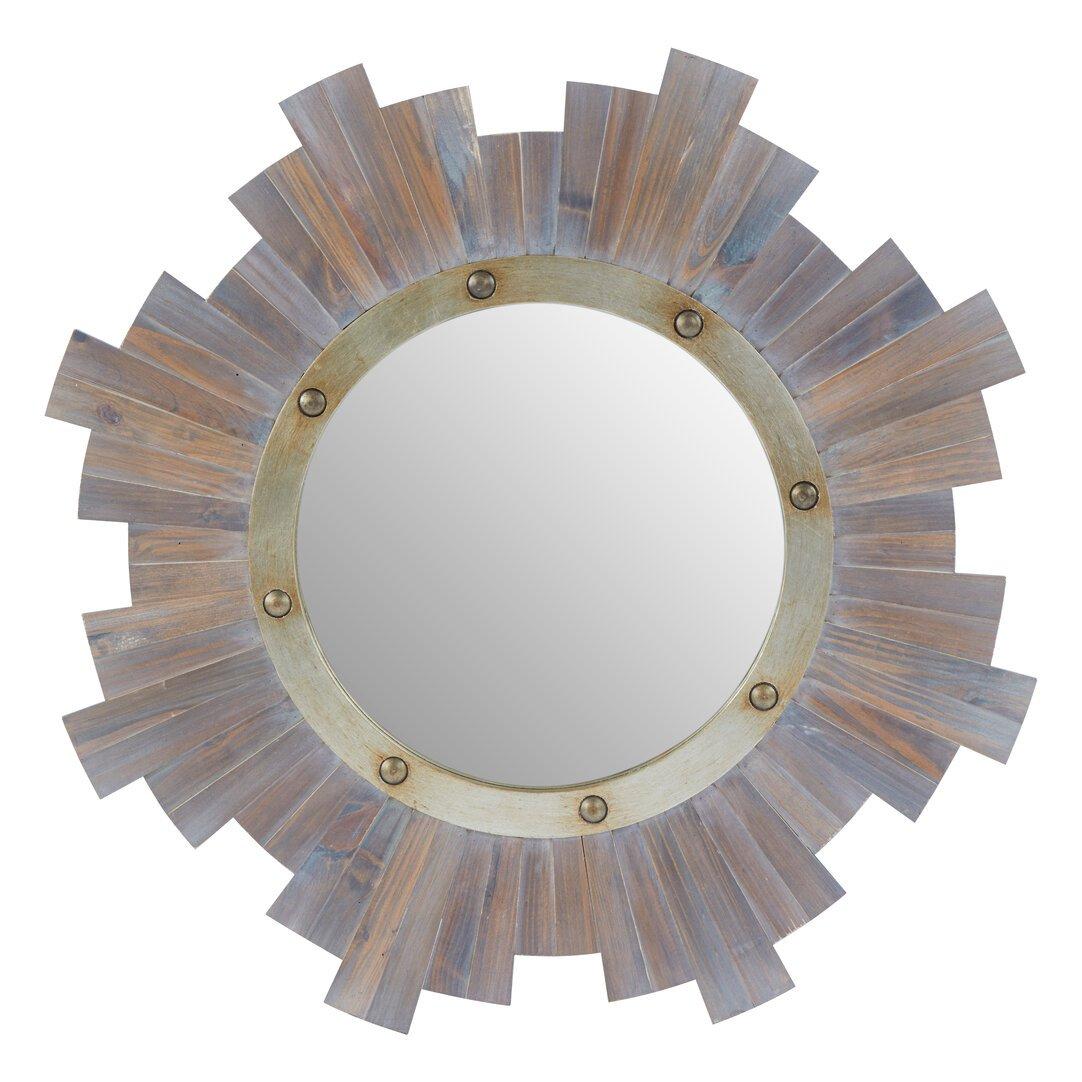 Interiors By Premier  Sunburst Wooden Wall Mirror With Nail Head - Grey
