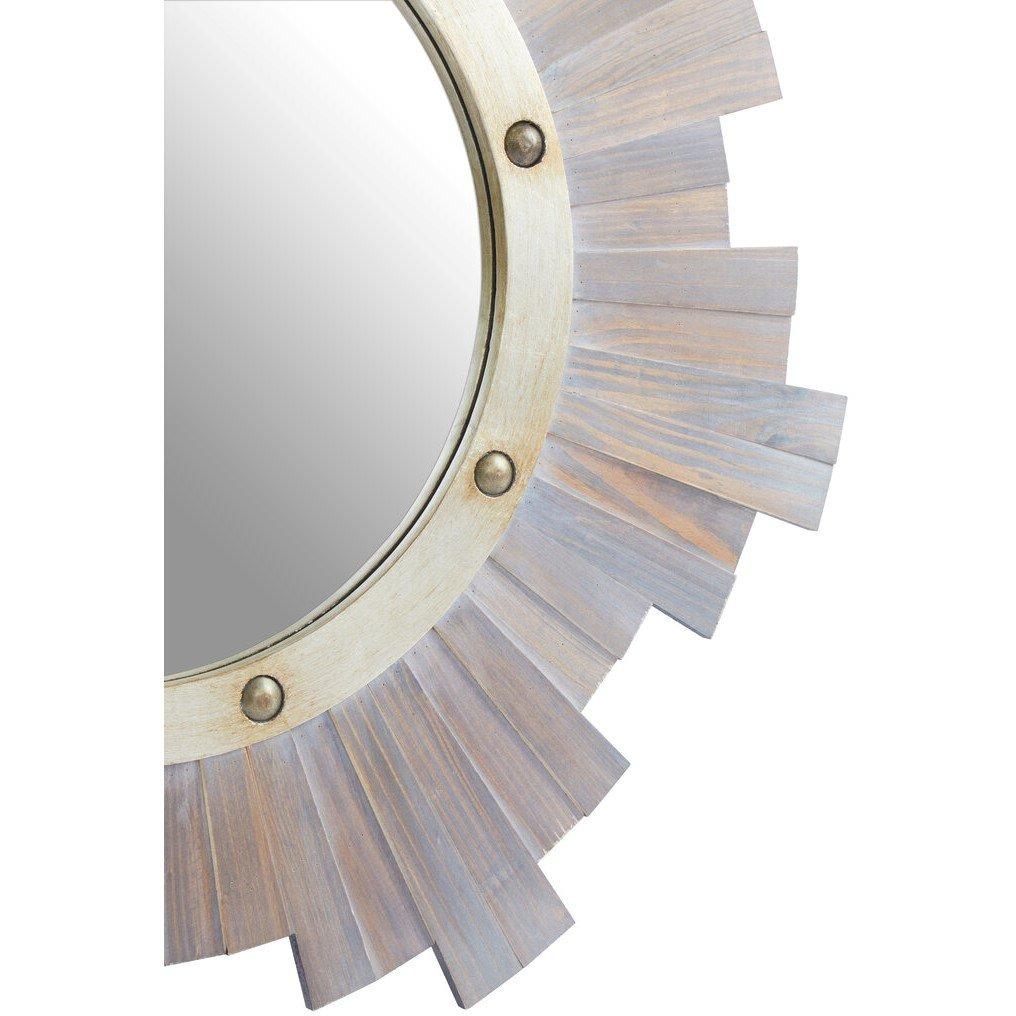 Grey - Interiors by Premier - Sunburst Wooden Wall Mirror with Nail head - 3