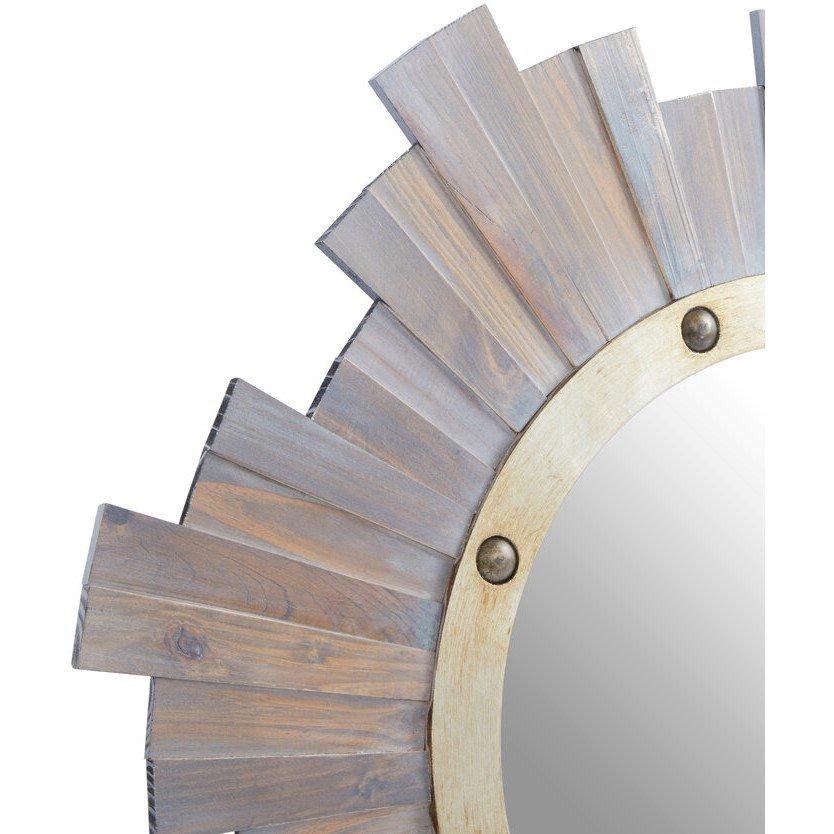 Grey - Interiors by Premier - Sunburst Wooden Wall Mirror with Nail head - 4