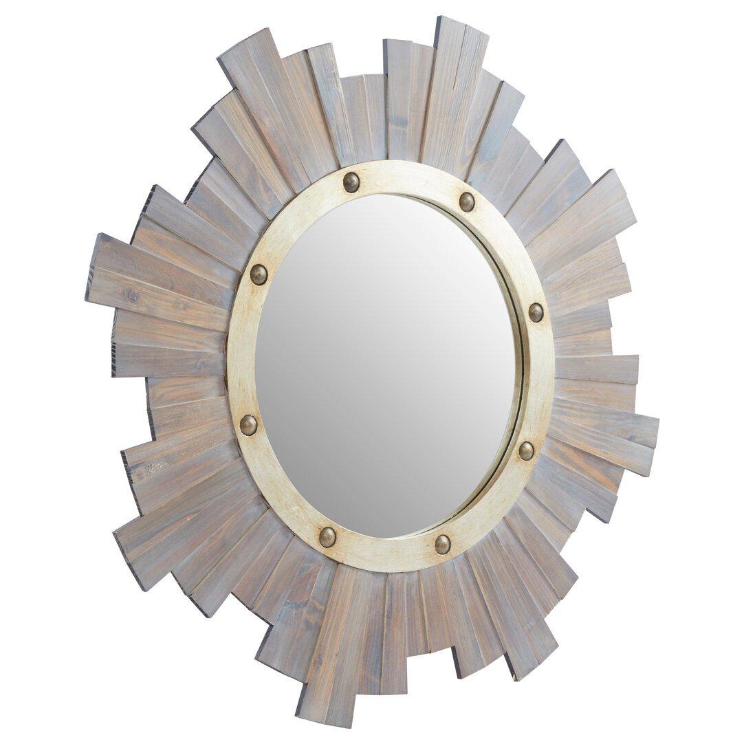 Grey - Interiors by Premier - Sunburst Wooden Wall Mirror with Nail head - 5