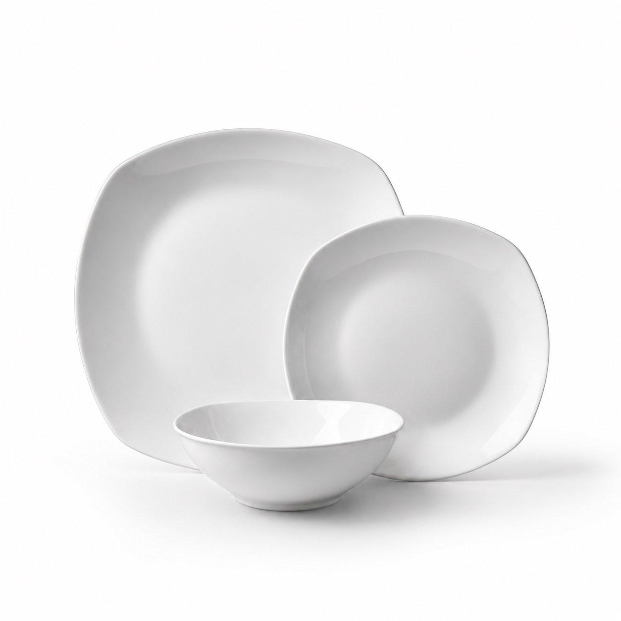 White - Waterside - 12pc Everyday Square Dinner Set - 3
