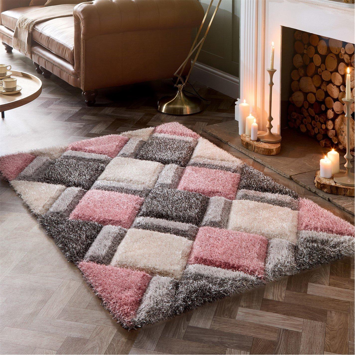 Origin Rugs  3D Geo Shaggy Blush - 60x110