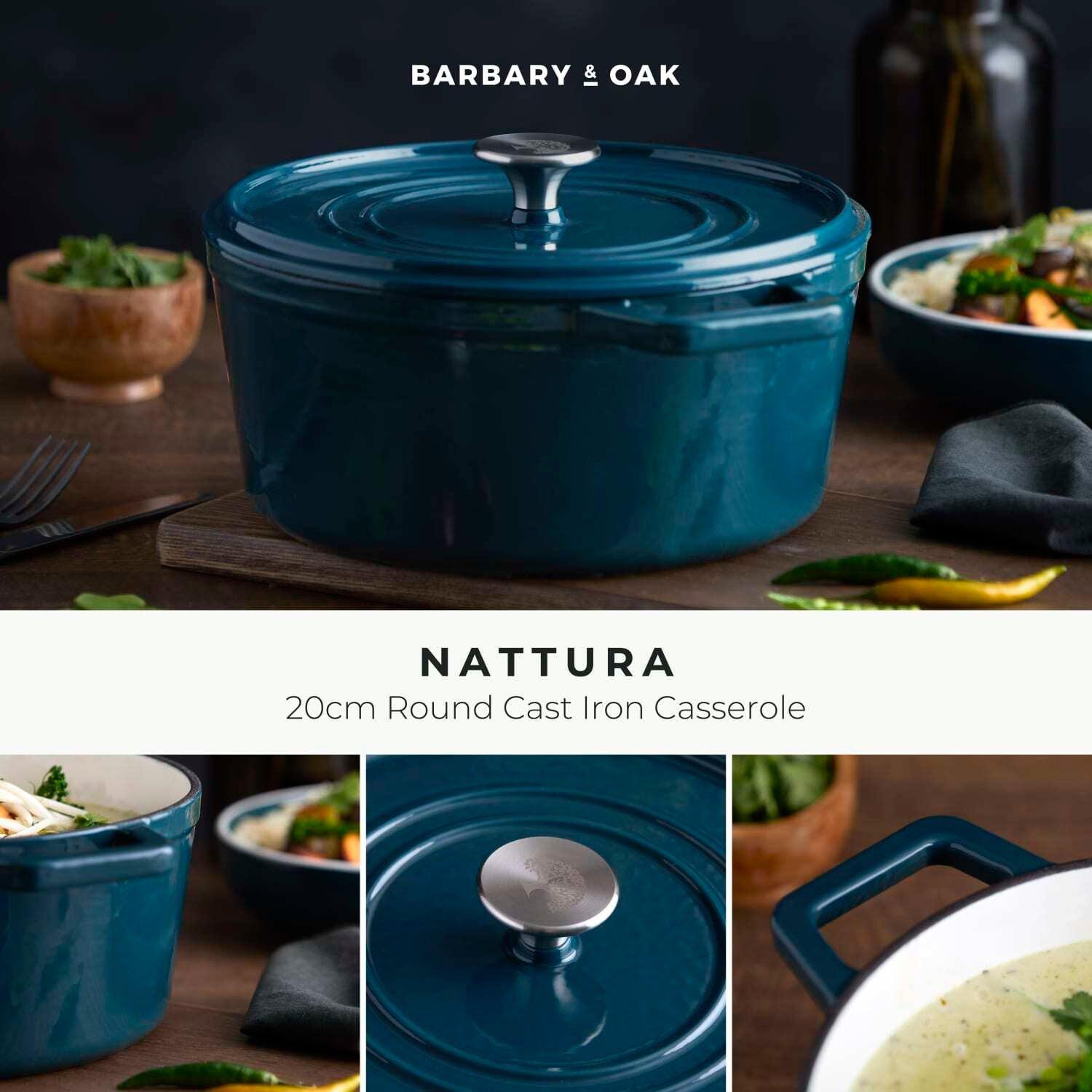 Agave - Barbary And Oak - Nattura 20cm/2.2L Capacity Round Cast Iron Casserole Dish - 2