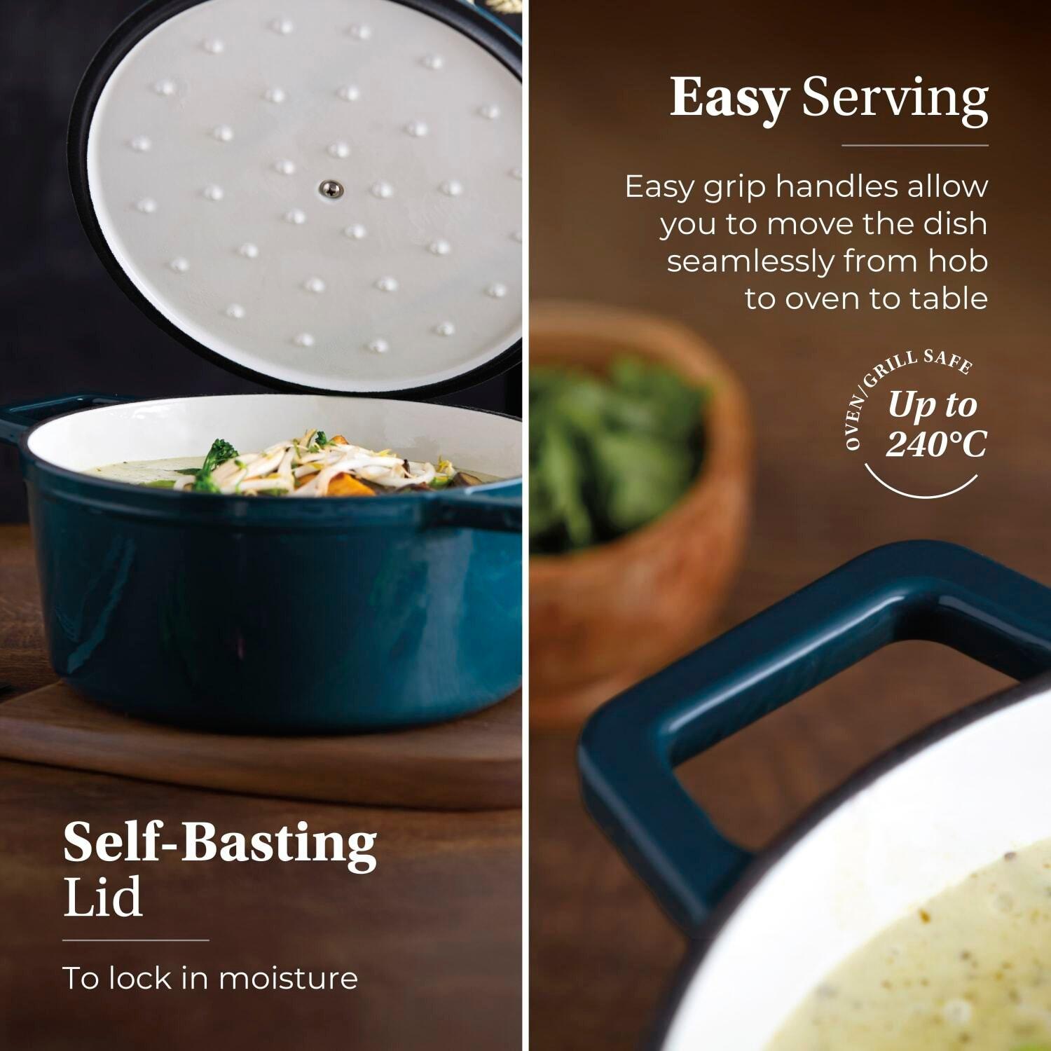 Agave - Barbary And Oak - Nattura 20cm/2.2L Capacity Round Cast Iron Casserole Dish - 5