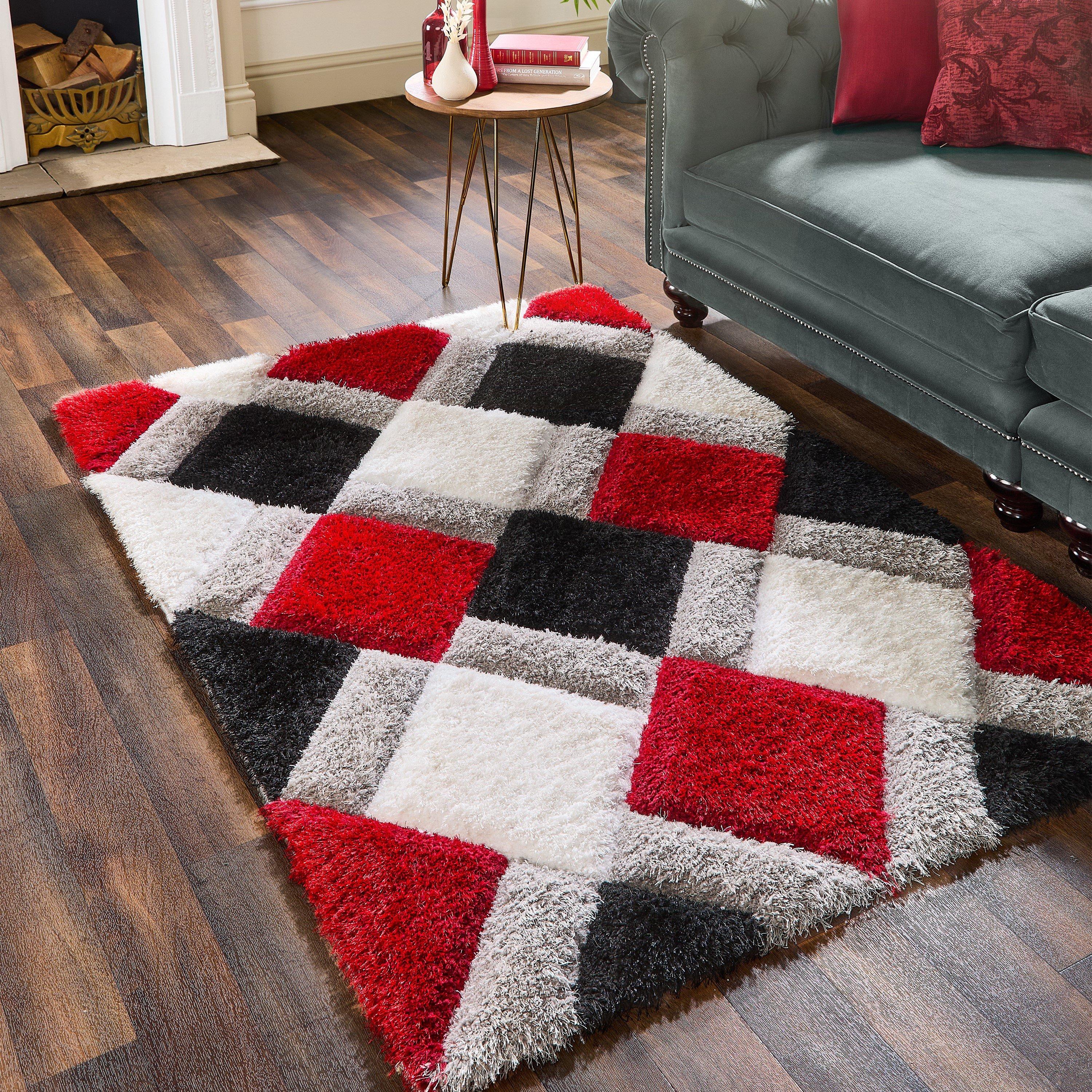 Origin Rugs  3D Geo Shaggy Red - 60x110
