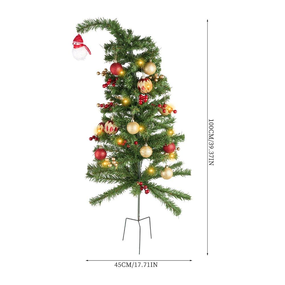 Green - LIFE IDEAS - 90cm Curved-Top Ground-Plug Christmas Tree - 2
