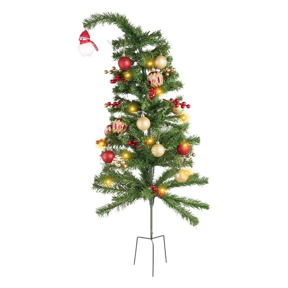 Green - LIFE IDEAS - 90cm Curved-Top Ground-Plug Christmas Tree - 3