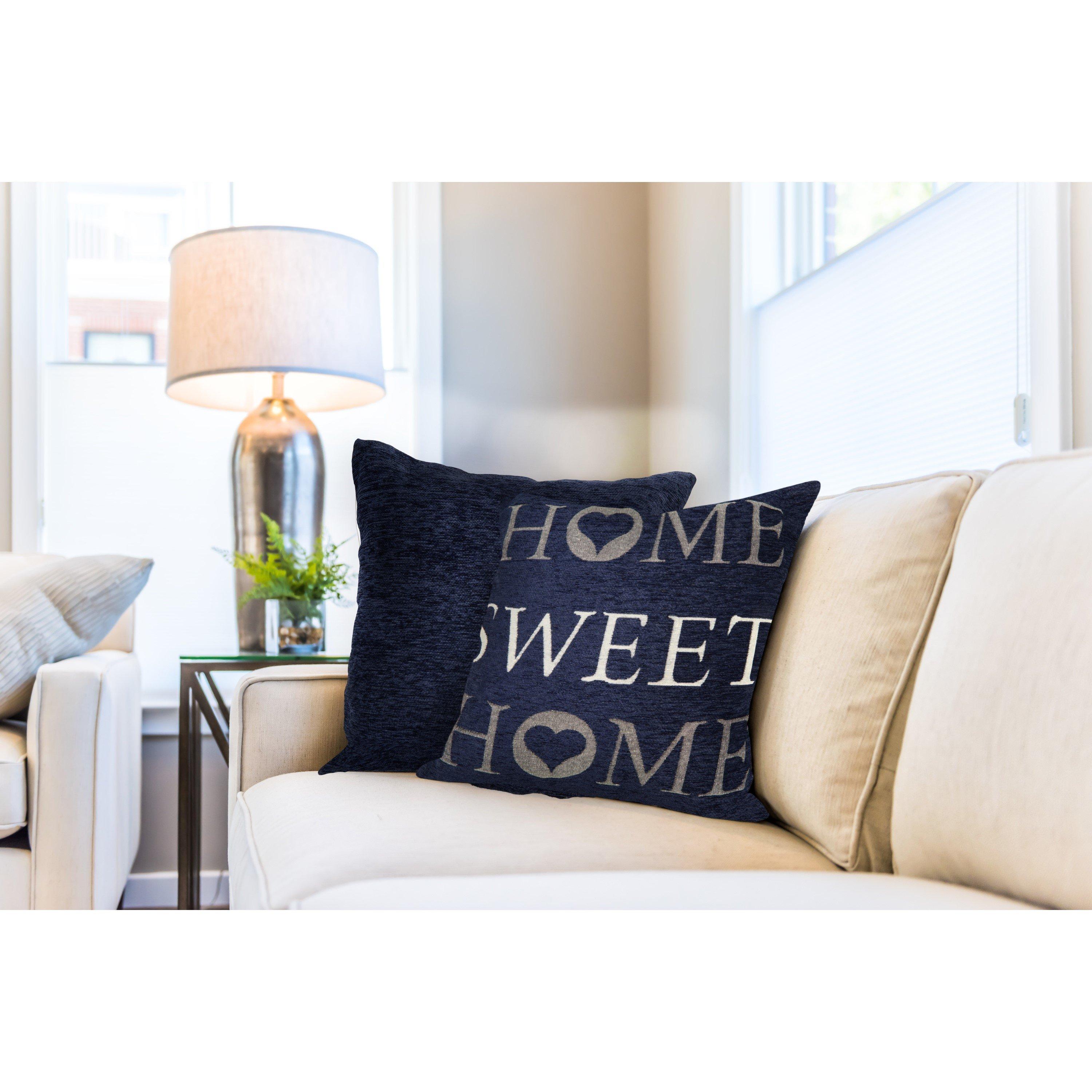 Navy - Emma Barclay - Home Sweet Home - Jacquard Cushion Cover Pair - 1