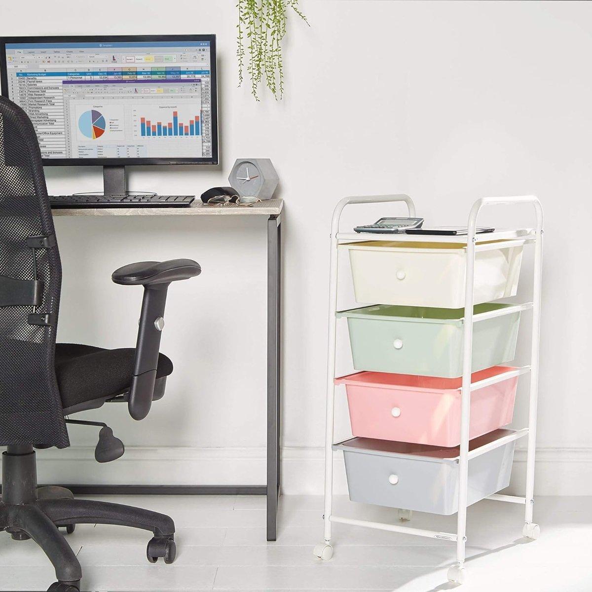 Multi - VonHaus - 4 Drawer Pastel Storage Trolley - 3