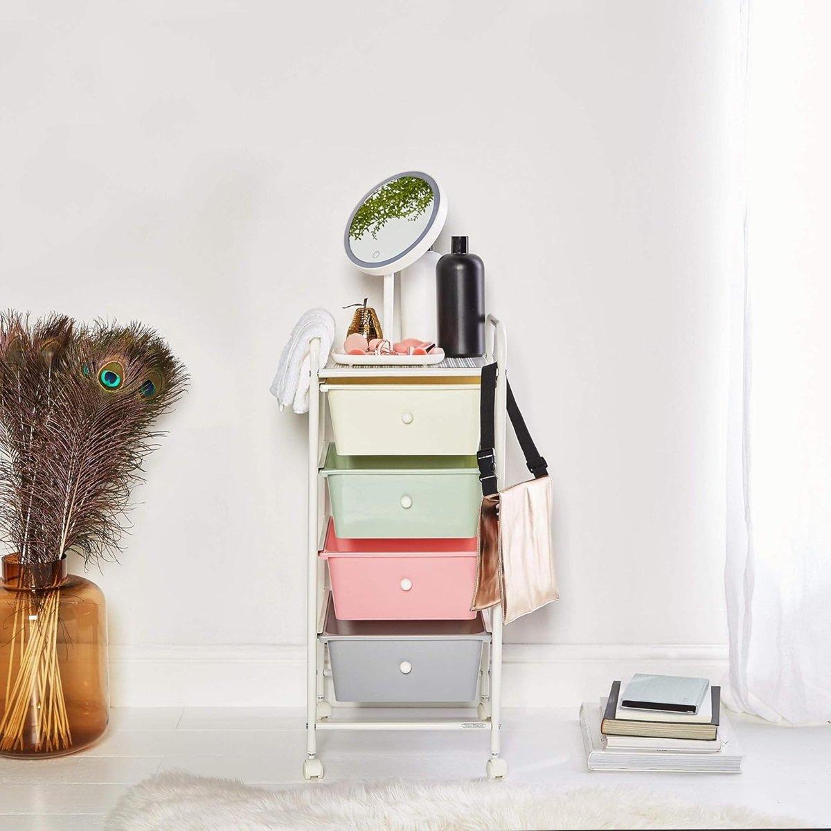 Multi - VonHaus - 4 Drawer Pastel Storage Trolley - 4