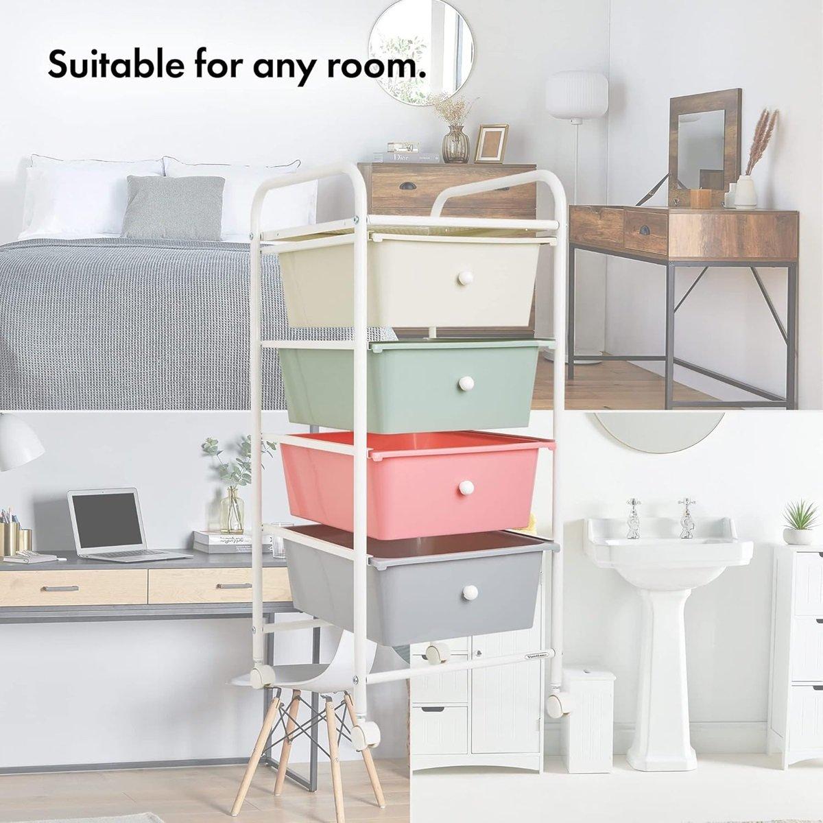 Multi - VonHaus - 4 Drawer Pastel Storage Trolley - 6