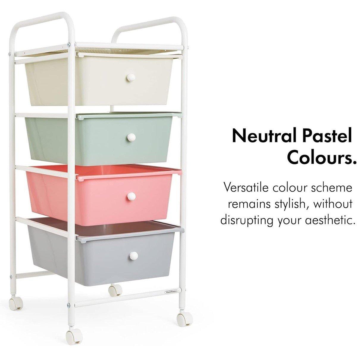 Multi - VonHaus - 4 Drawer Pastel Storage Trolley - 7