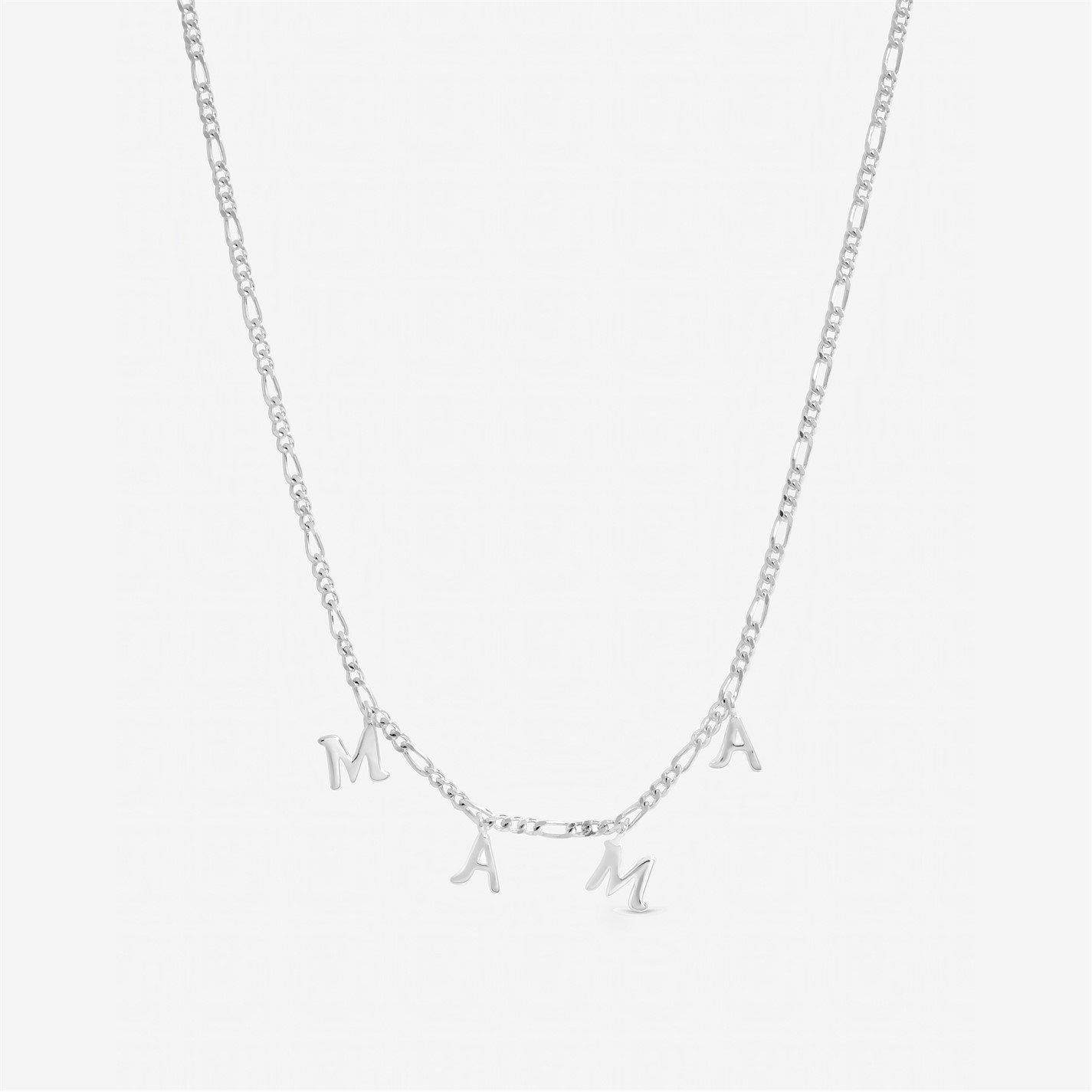 Inicio Women's Sterling Plated Mama Necklace - Gift Pouch Silver