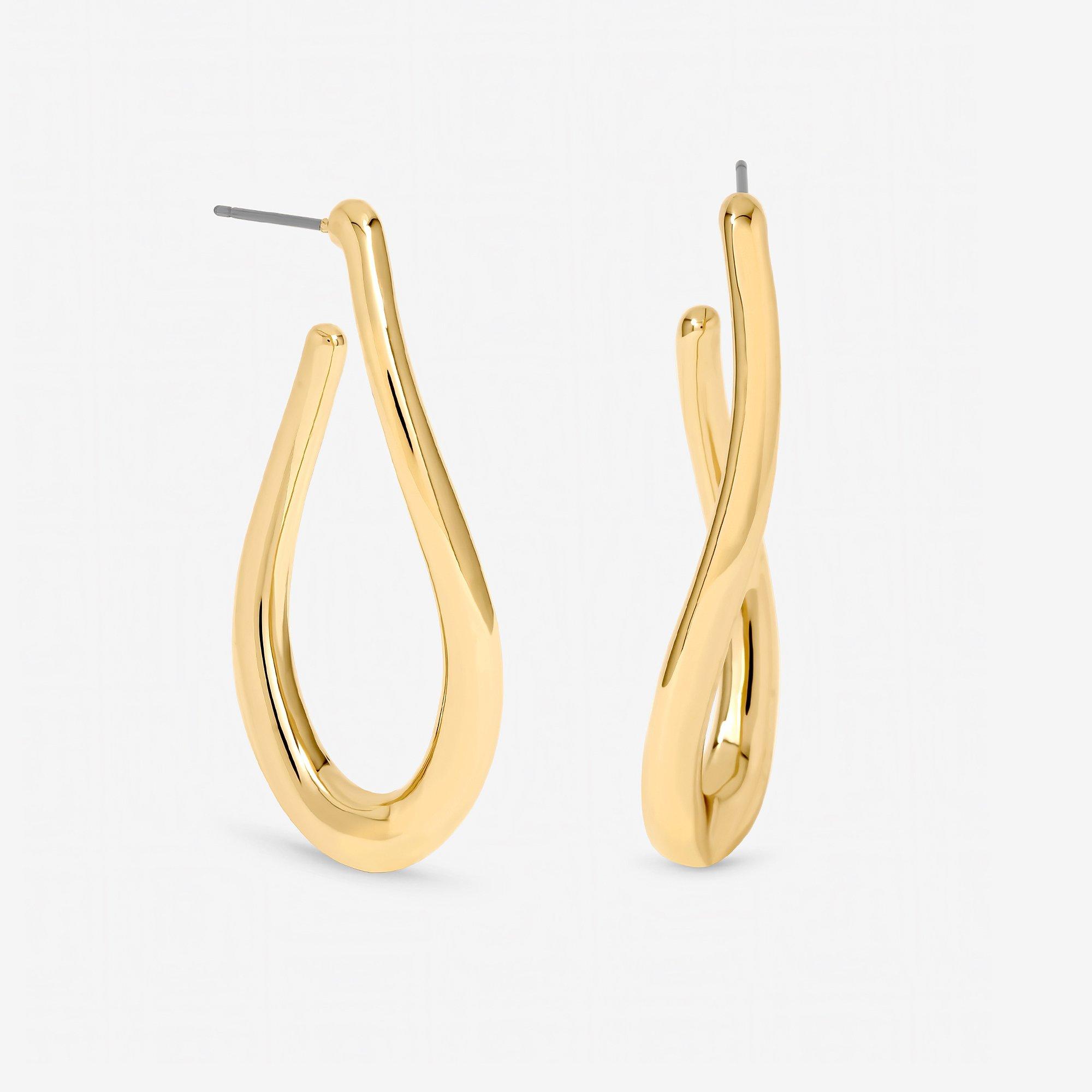 Mood Women's Plated Twist Hoop Earrings Gold