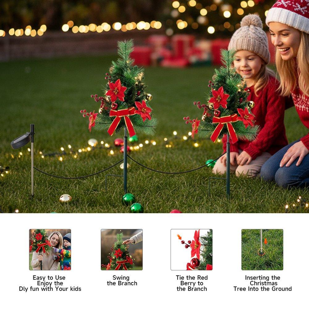 Green - LIFE IDEAS - Christmas Tree Ground Stake with Solar Light - 7