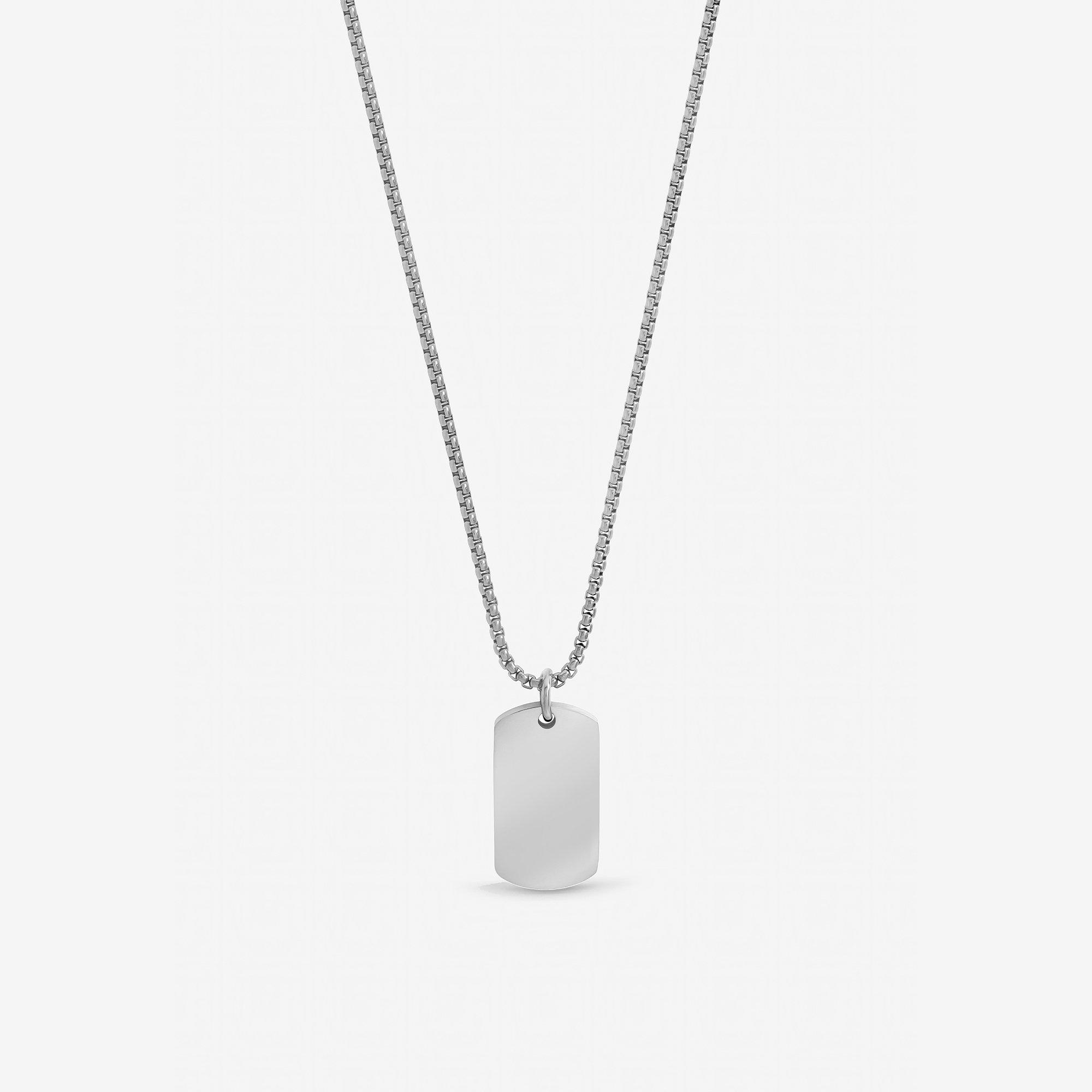 Silver - Inicio - Mens Waterproof Dog Tag Necklace - Gift Pouch