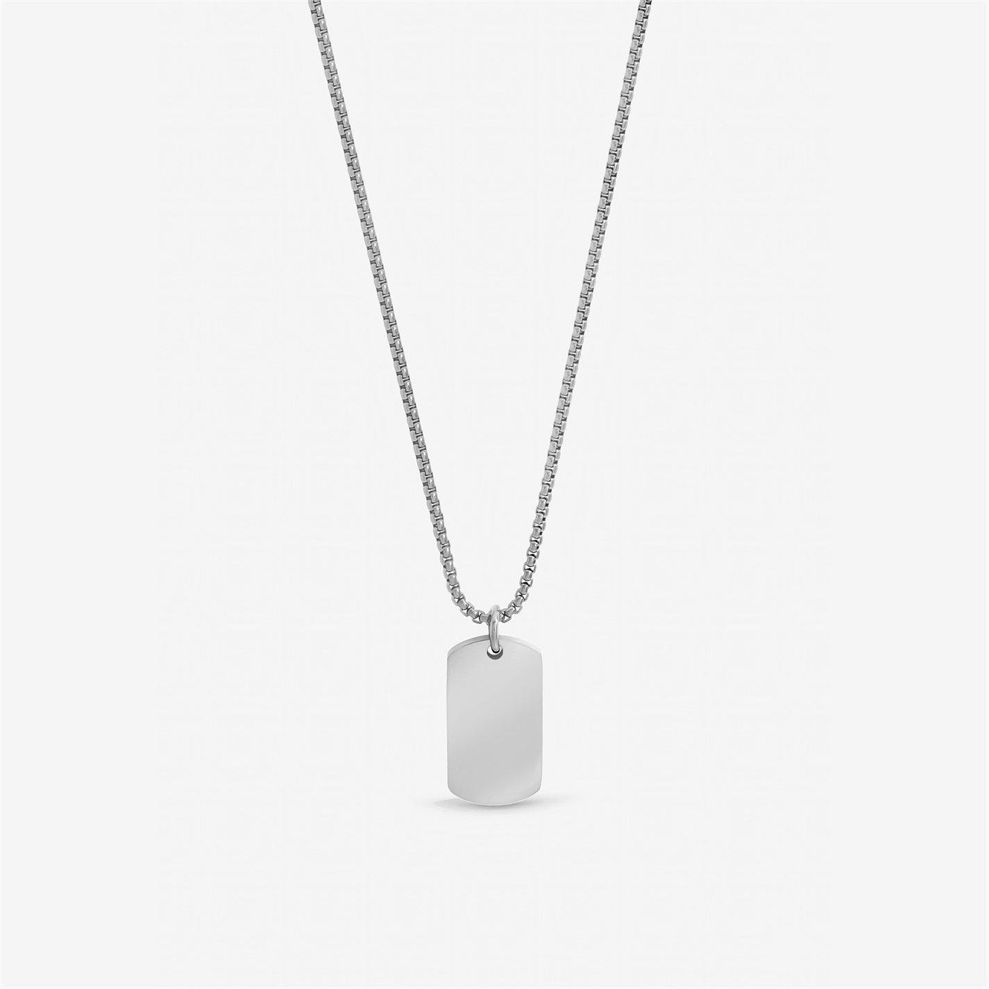 Inicio Men's Waterproof Dog Tag Necklace - Gift Pouch - Silver