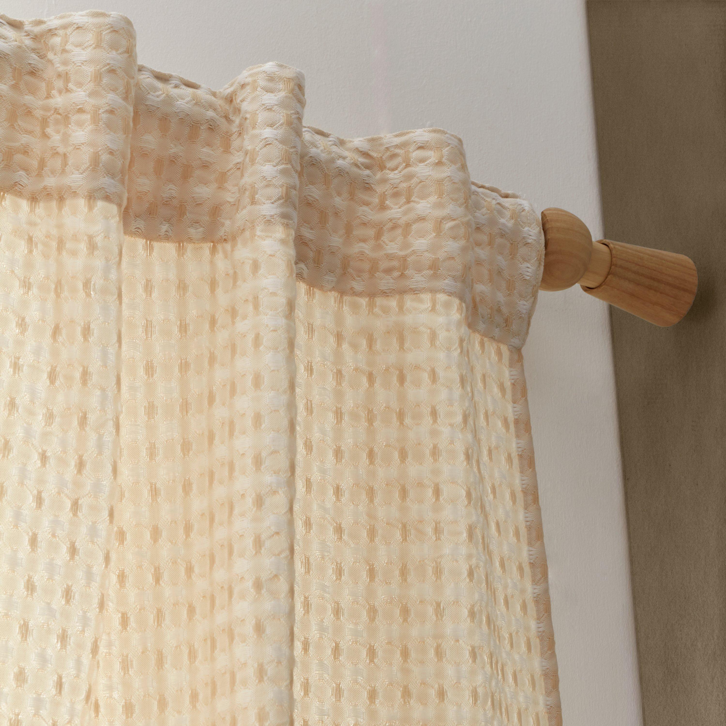Natural - Pineapple Elephant - Muscat Waffle Slot Top Voile Curtain Panel - 3