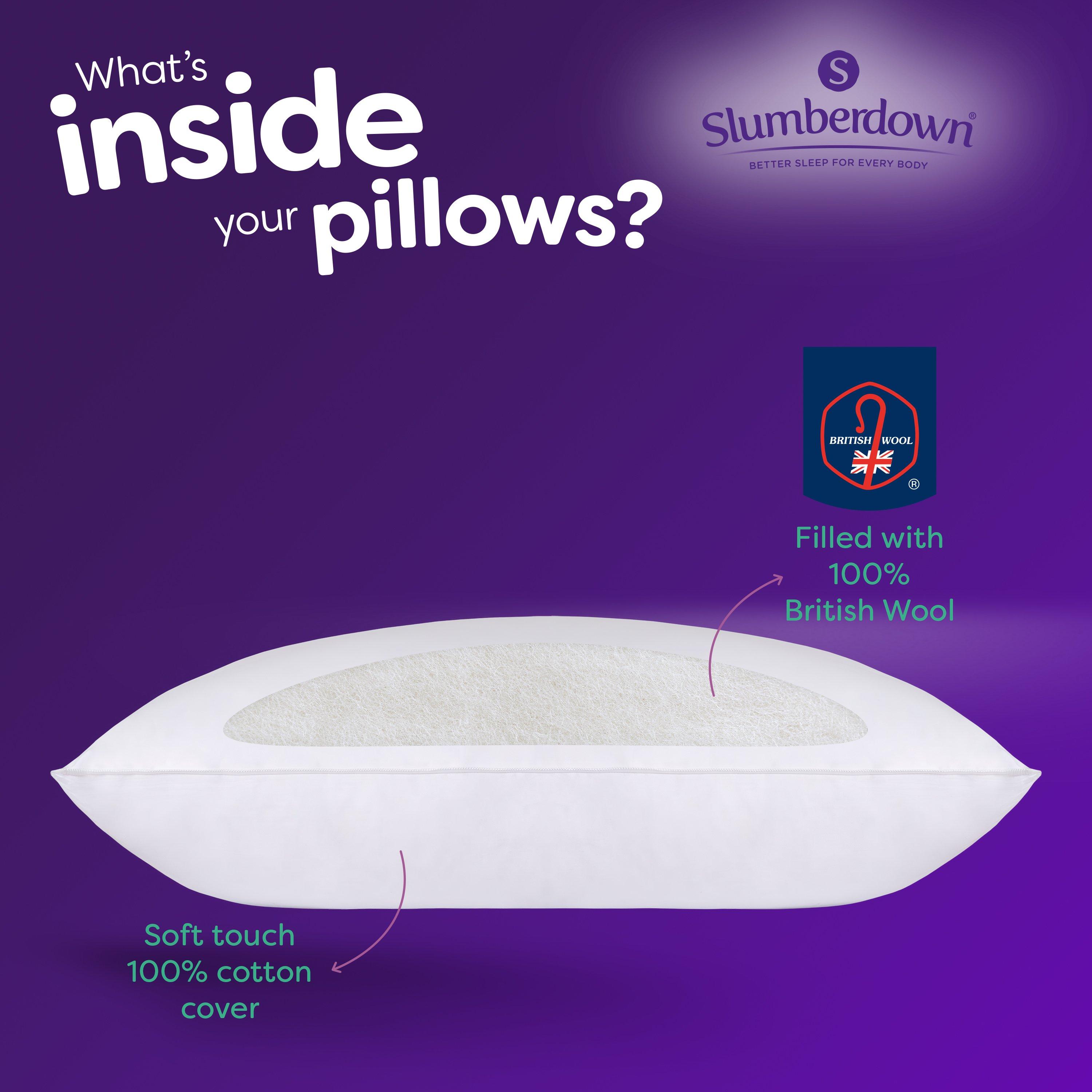 White - Slumberdown - Wonderful Wool Medium Support Pillow - 9