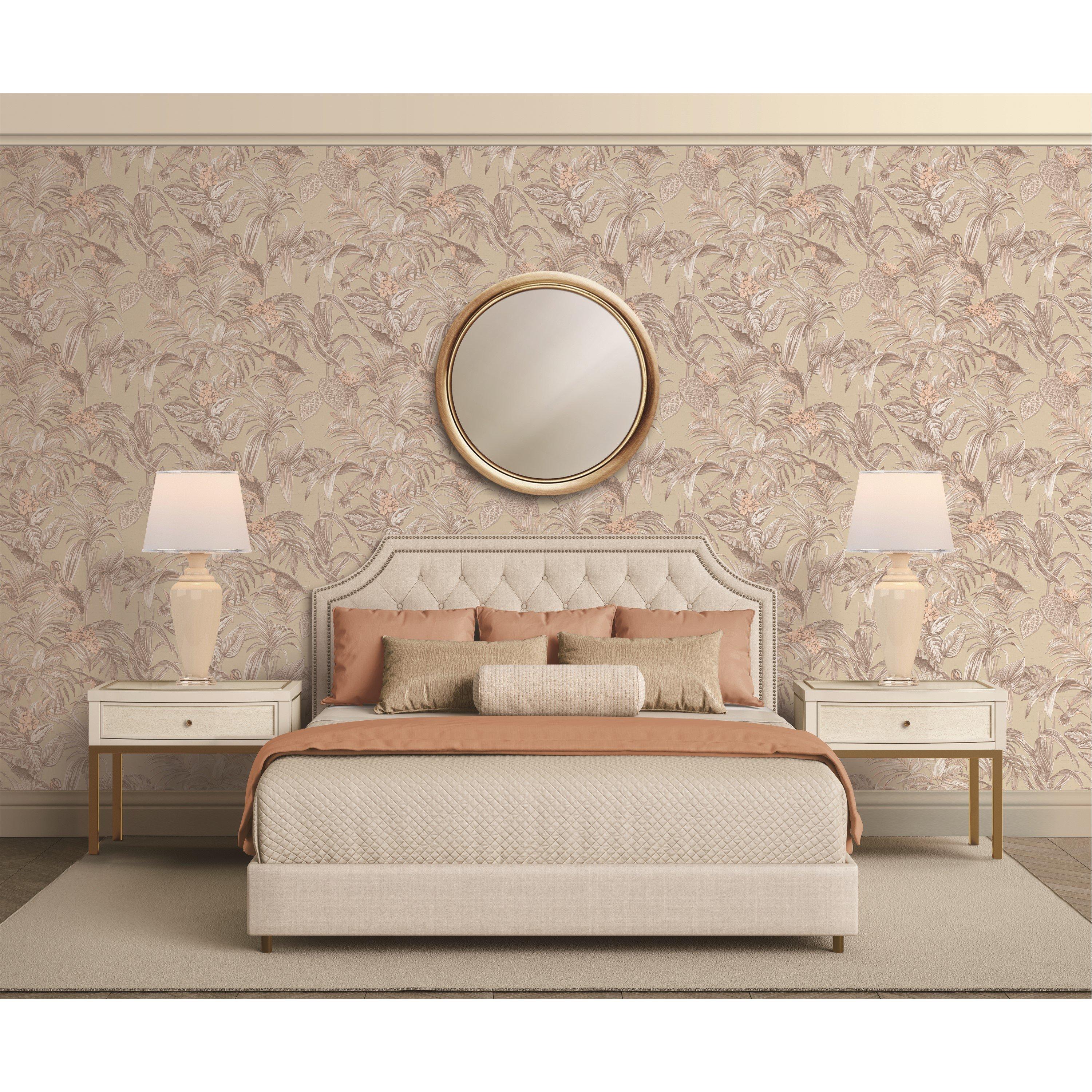 Neutral - Design ID - DID Bird of Paradise Beige & Gold Wallpaper - 3