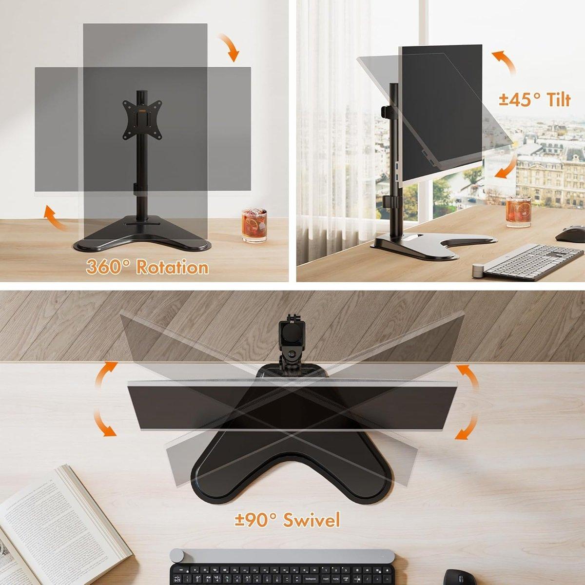 Black - VonHaus - Single Monitor Mount and Stand - 3
