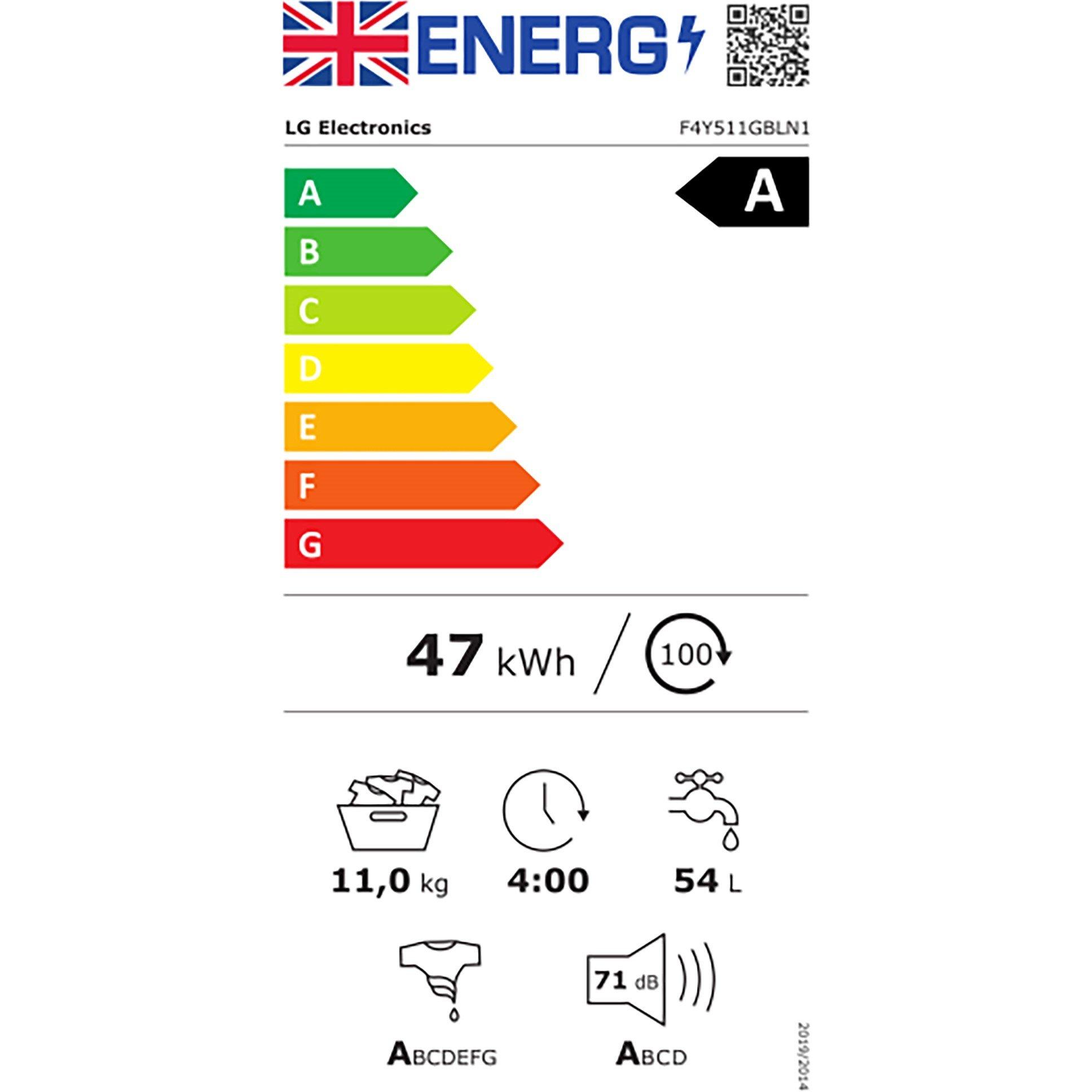 Slate Grey - LG - F4Y511GBLN1 11KG 1400 Washing Machine - 7