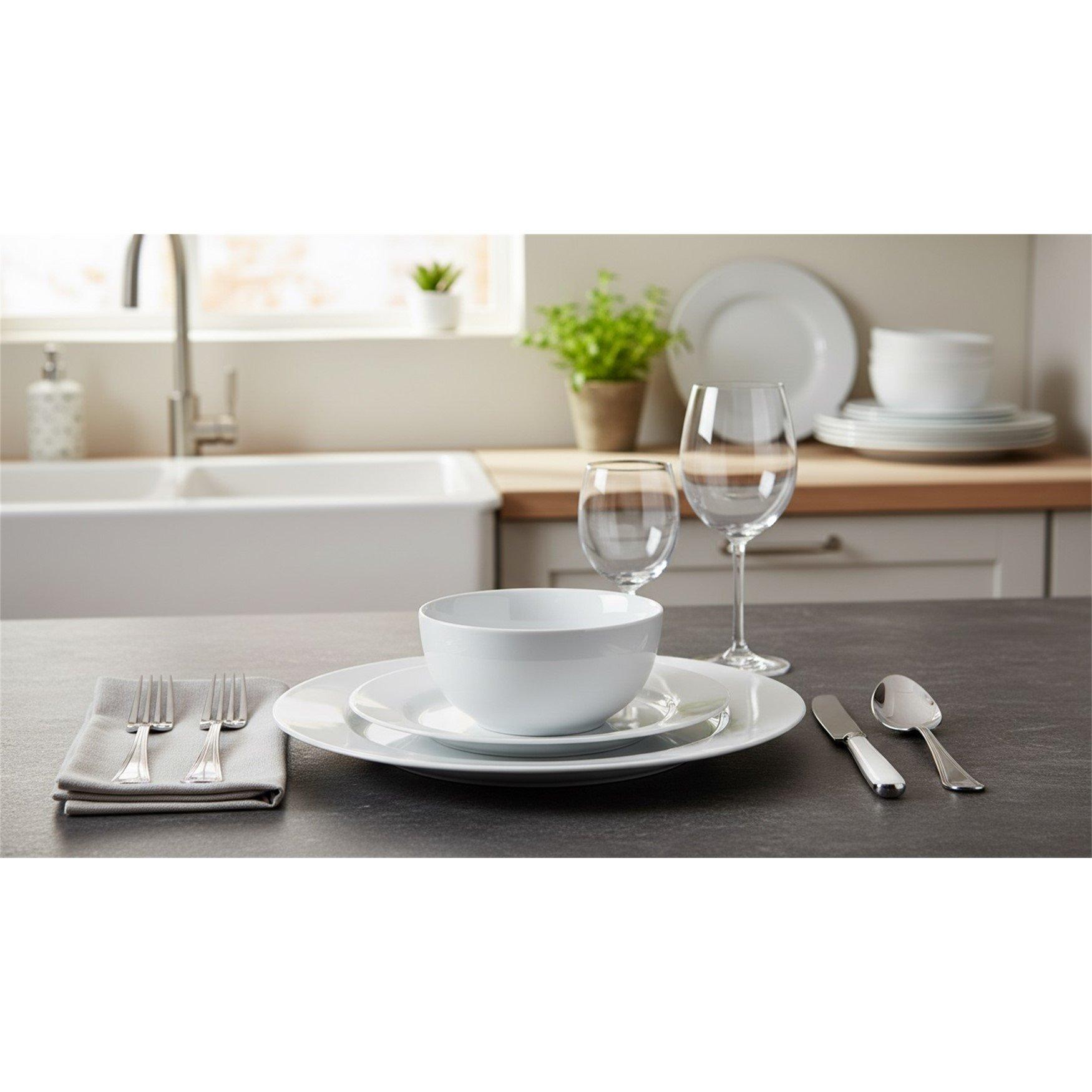 White - Waterside - 18pc Rimmed Dinner Set - 2