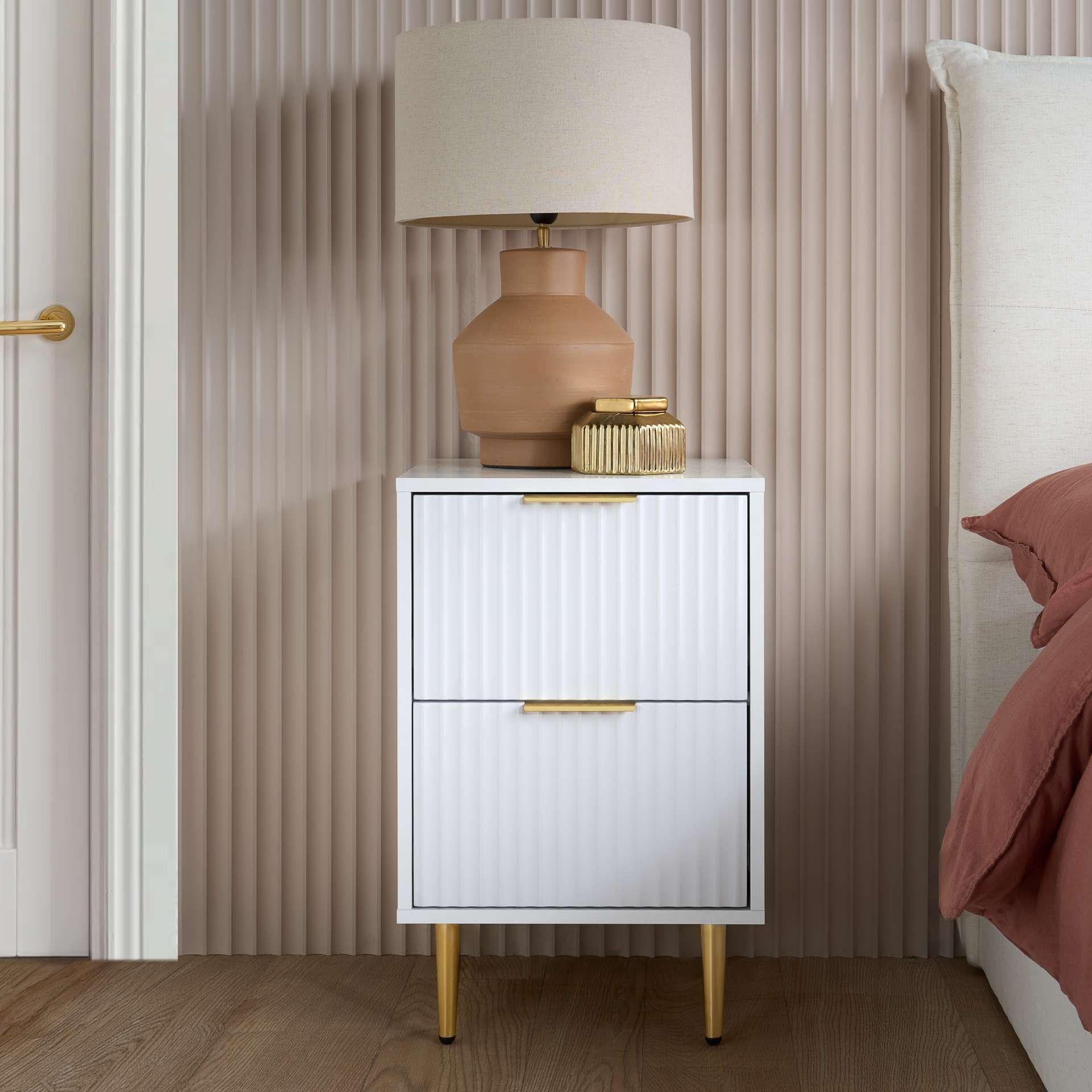 White - Birlea - Zara 2 Drawer Fluted Bedside - 1