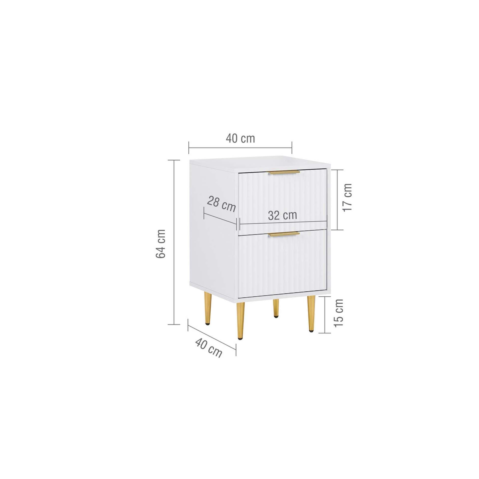White - Birlea - Zara 2 Drawer Fluted Bedside - 10