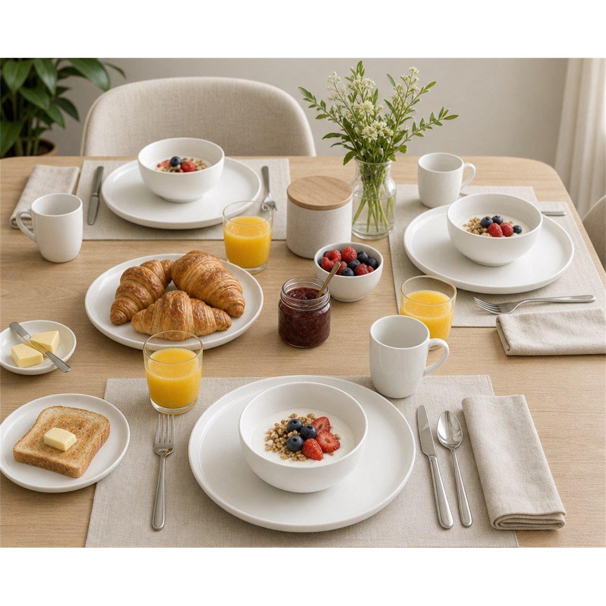 White - Waterside - 12pc White Lipped Dinner Set - 2