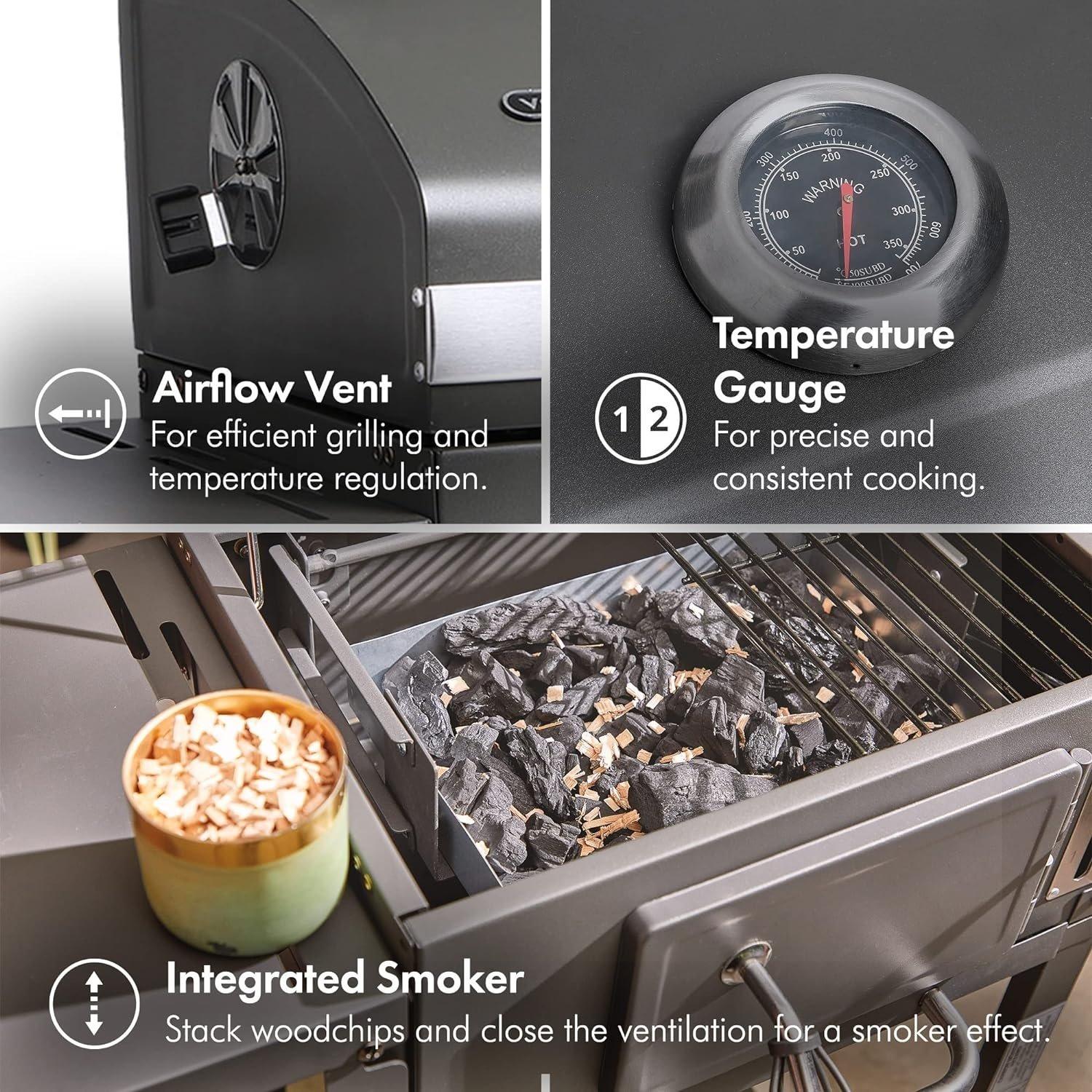 Black - VonHaus - VonHaus - Compact Charcoal BBQ - 4