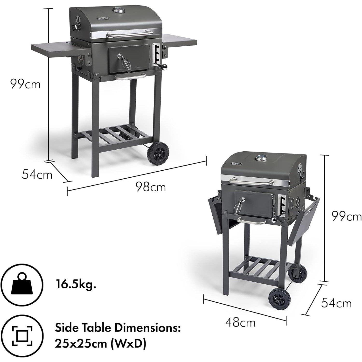 Black - VonHaus - VonHaus - Compact Charcoal BBQ - 6