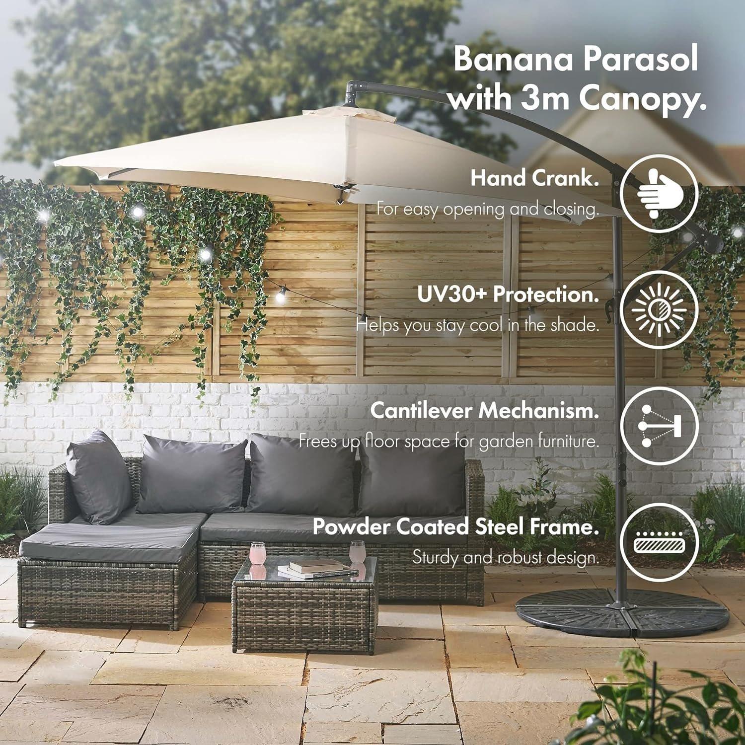 Ivory - VonHaus - VonHaus - 3M Banana Parasol - 1