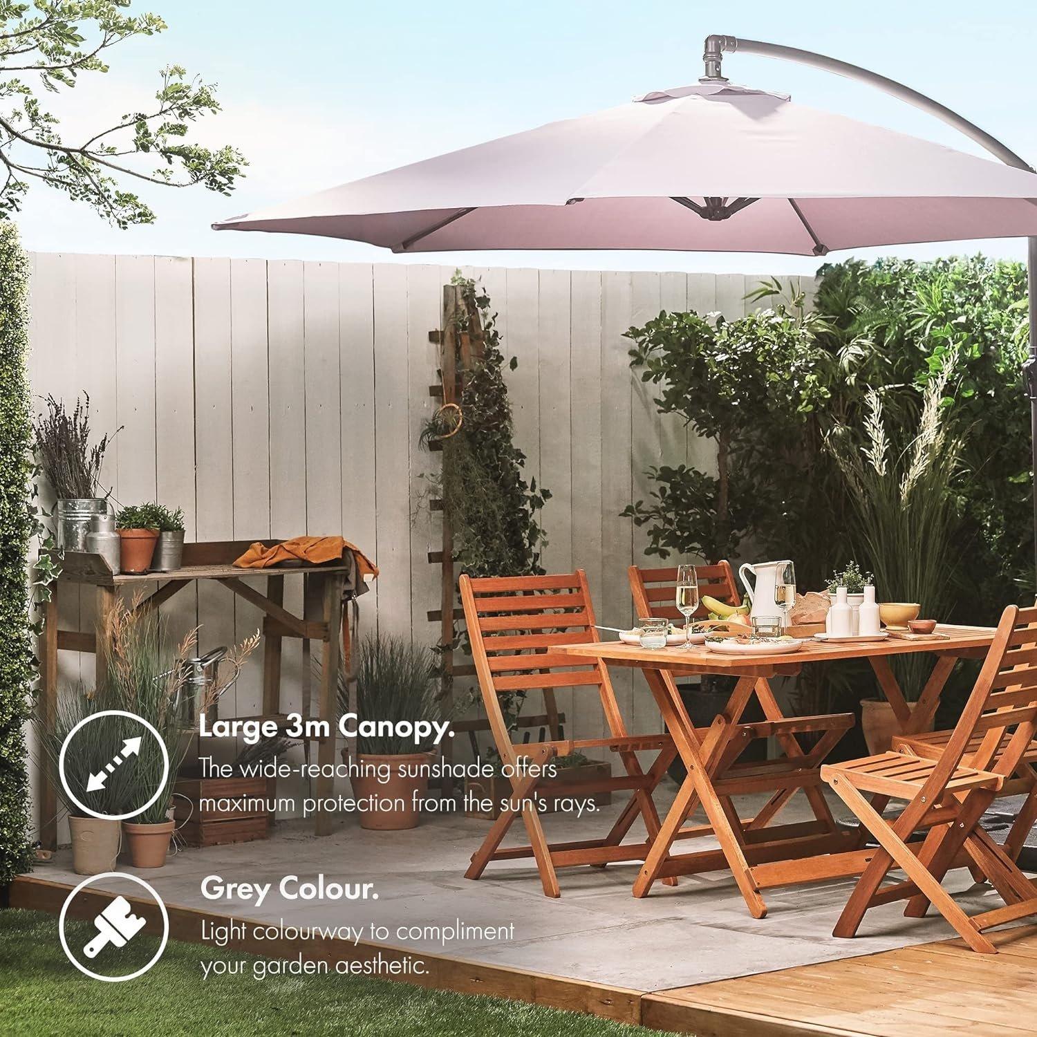 Ivory - VonHaus - VonHaus - 3M Banana Parasol - 3