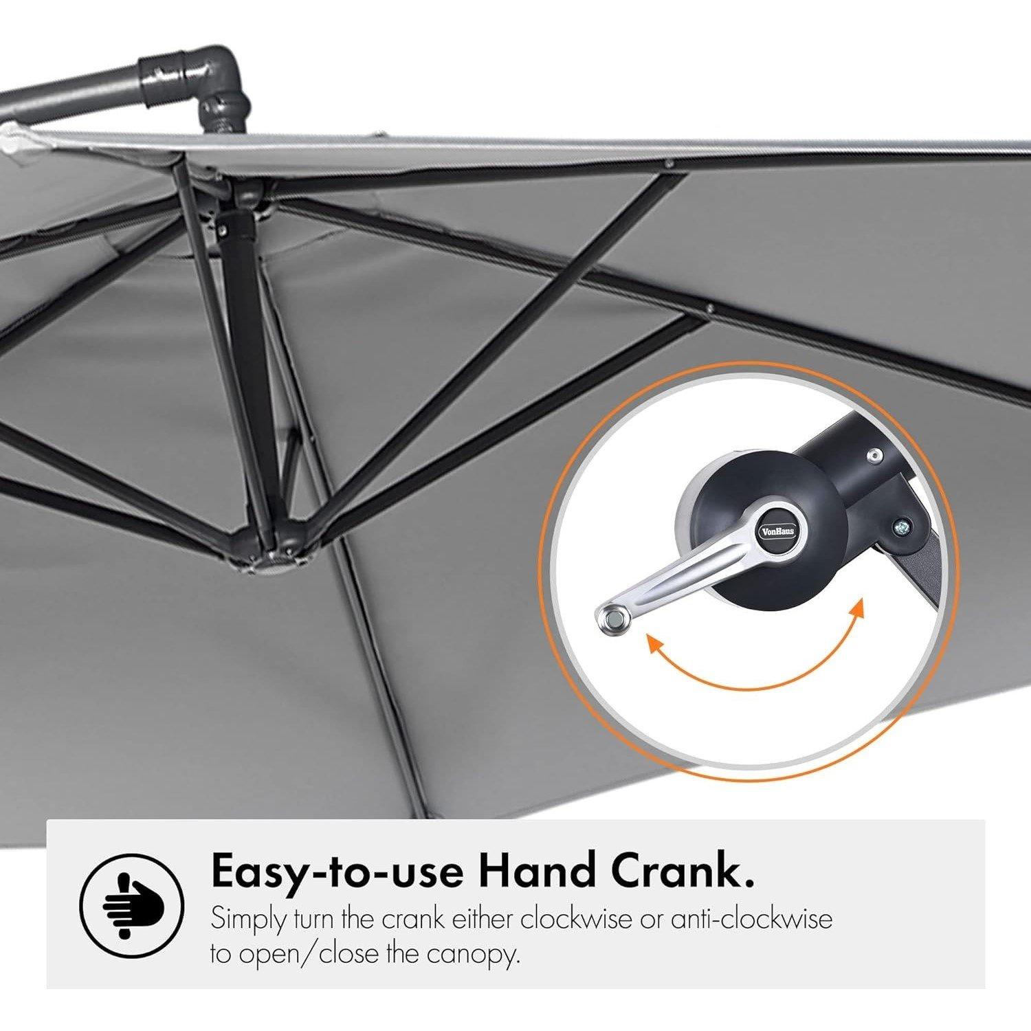 Ivory - VonHaus - VonHaus - 3M Banana Parasol - 4