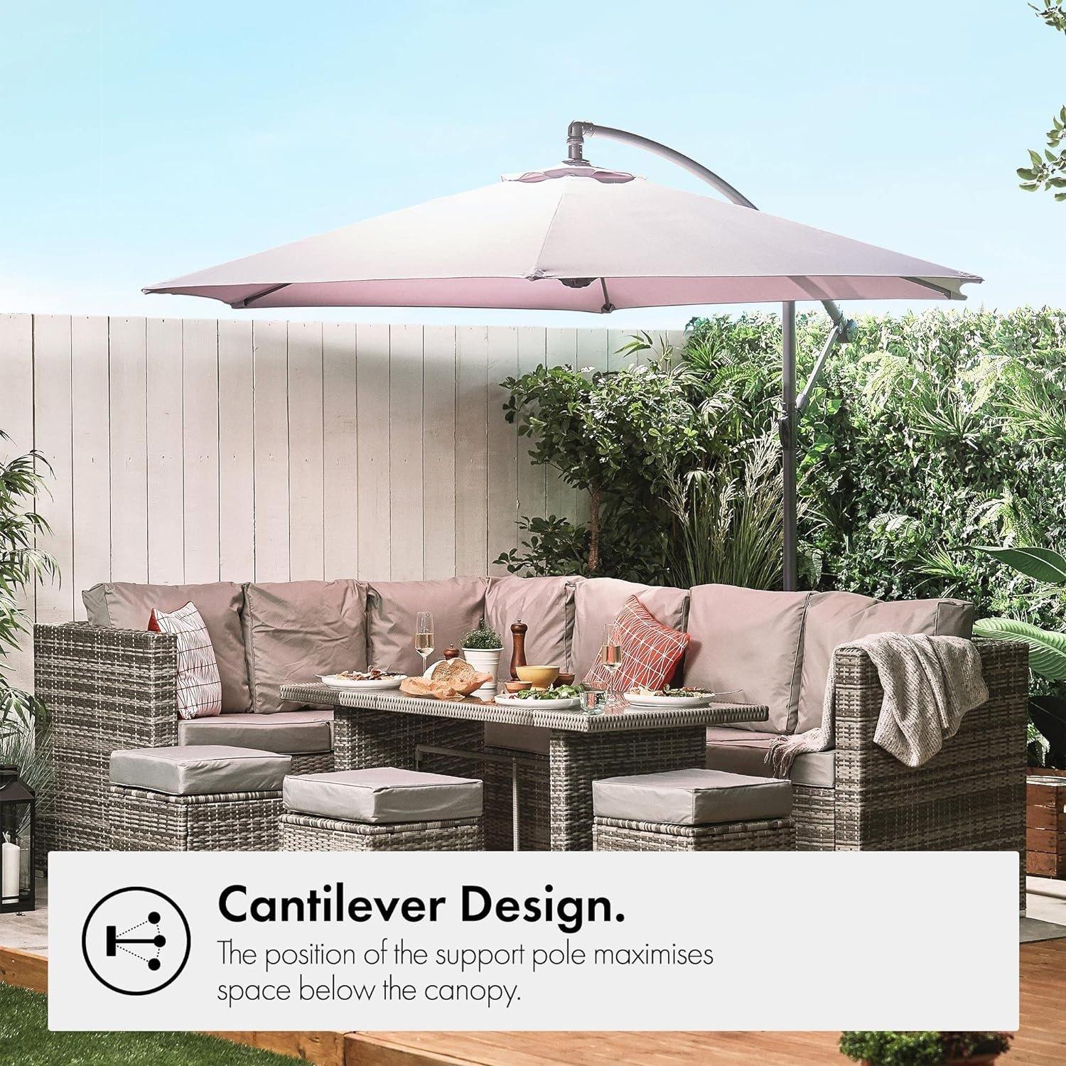 Ivory - VonHaus - VonHaus - 3M Banana Parasol - 5