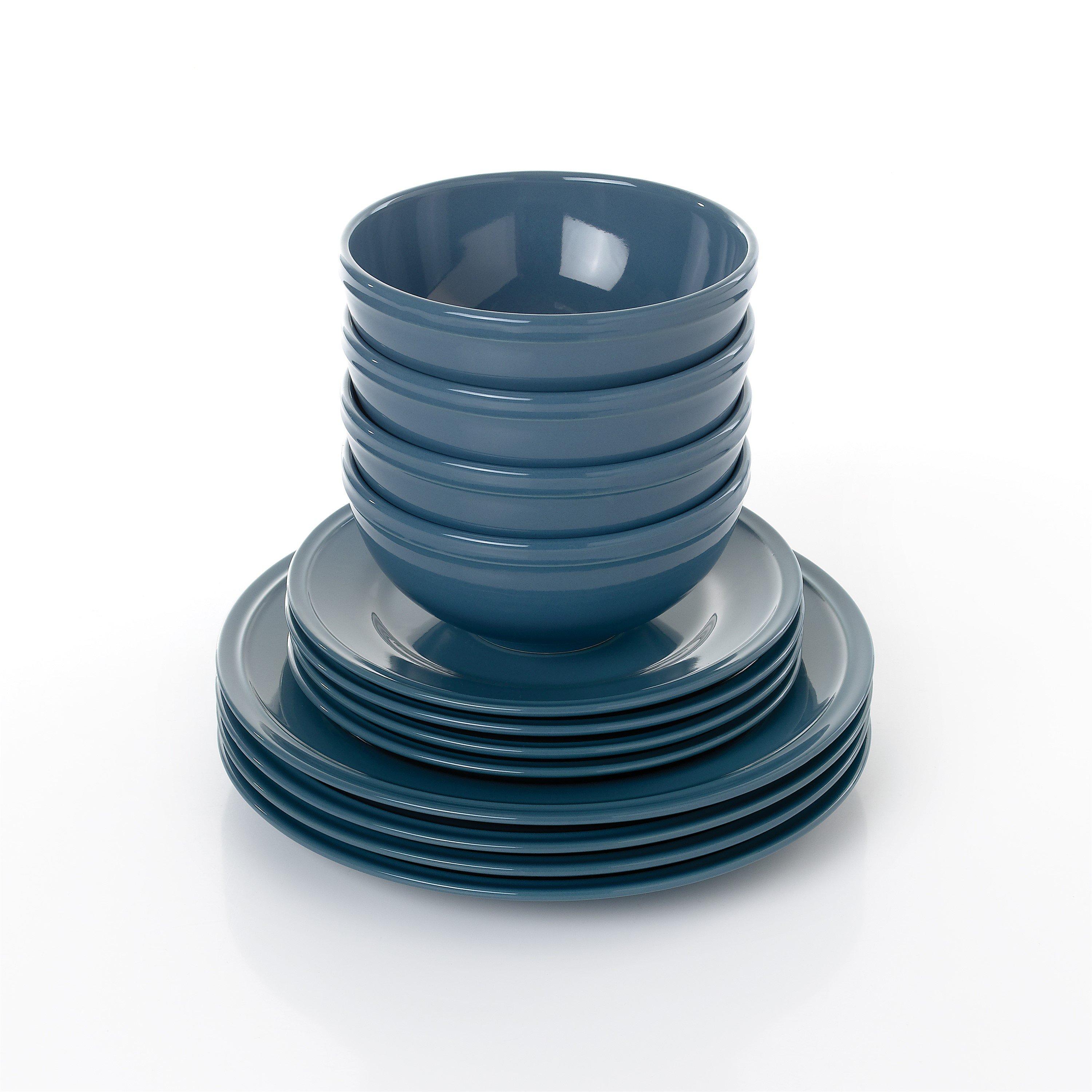 Teal - Waterside - 12pc Embossed Rim Dinner Set Teal - 2