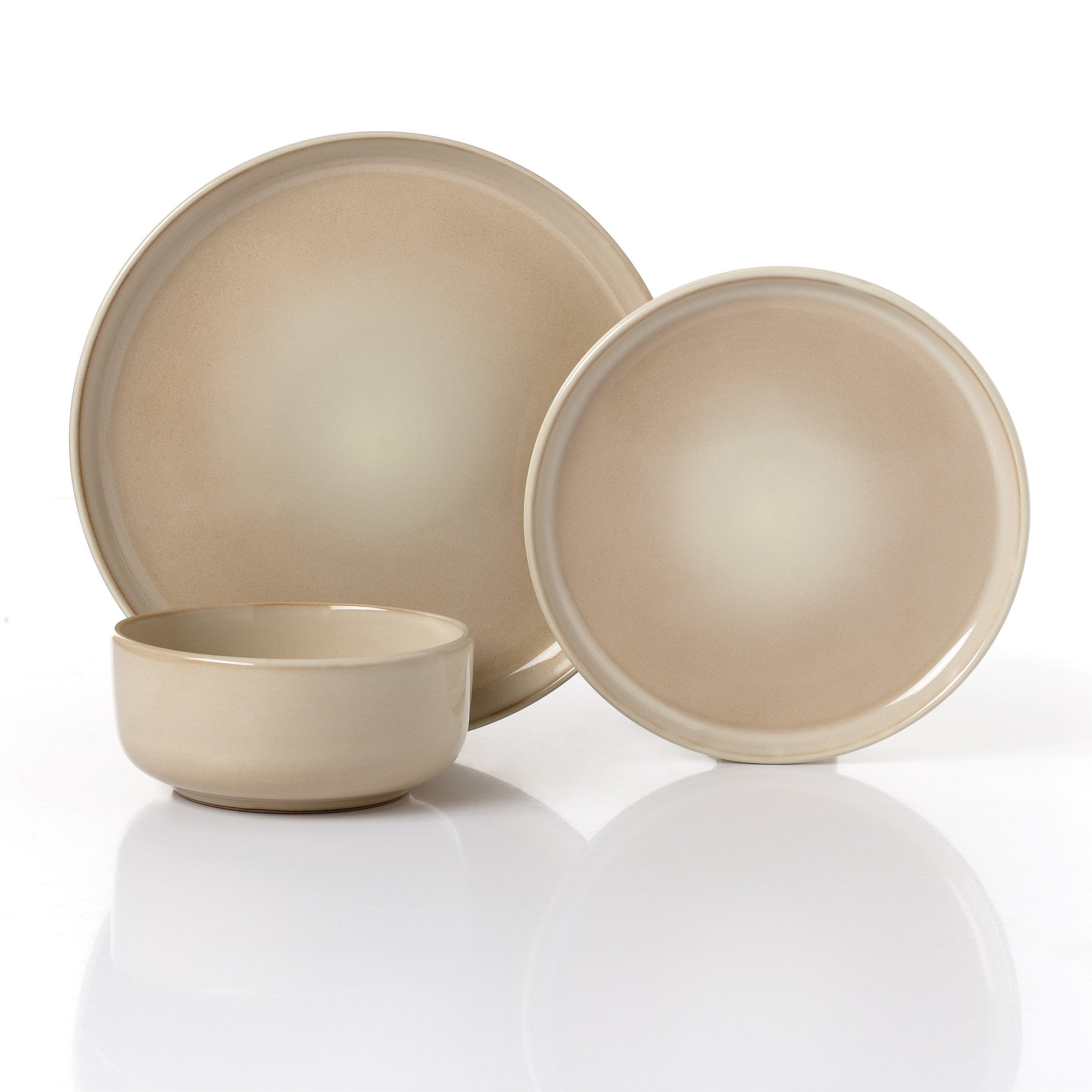 Cream - Waterside - 12pc Reactive Lipped Dinner Set - 1