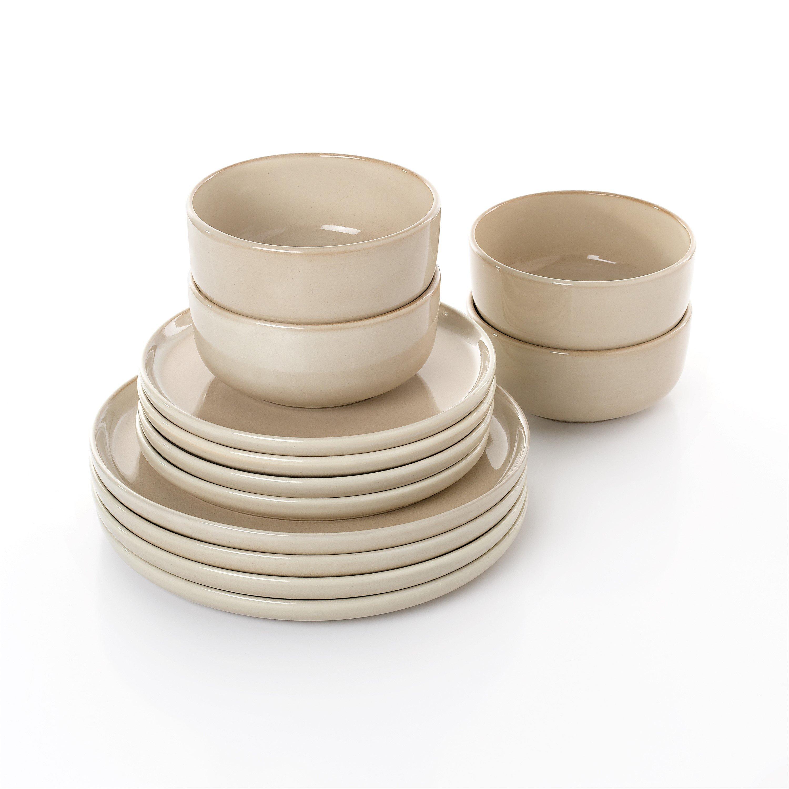 Cream - Waterside - 12pc Reactive Lipped Dinner Set - 2