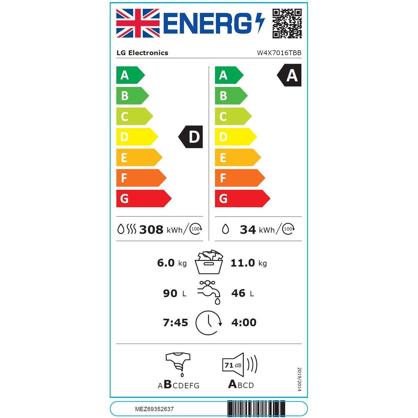 Essence Matte B - LG - W4X7016TBB 11KG / 6KG 1400 Washer Dryer - 7